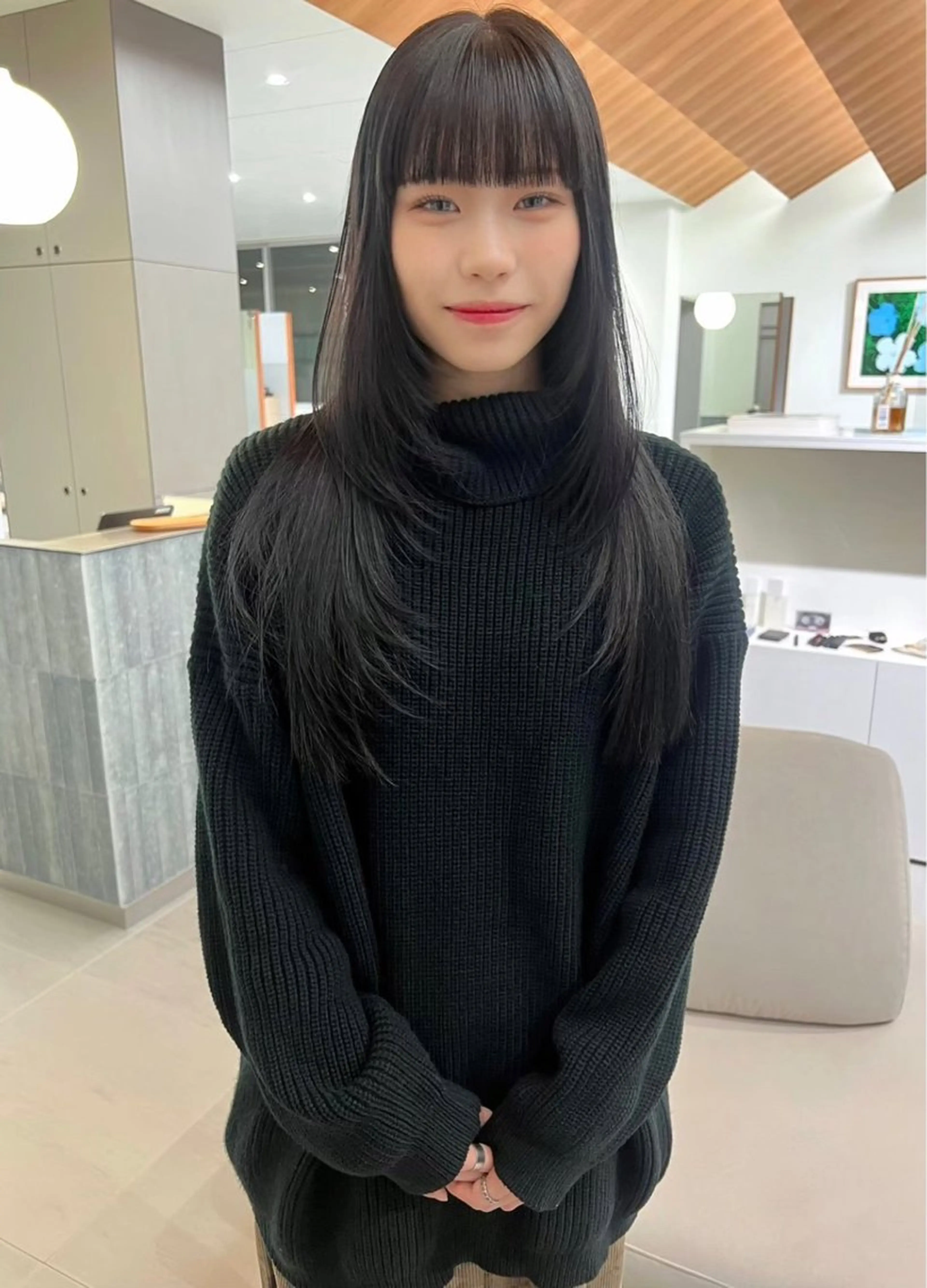 ロング カラー 黒髪 レイヤーカット ハイトーン大好き 美容師🕊️aiのヘアスタイル