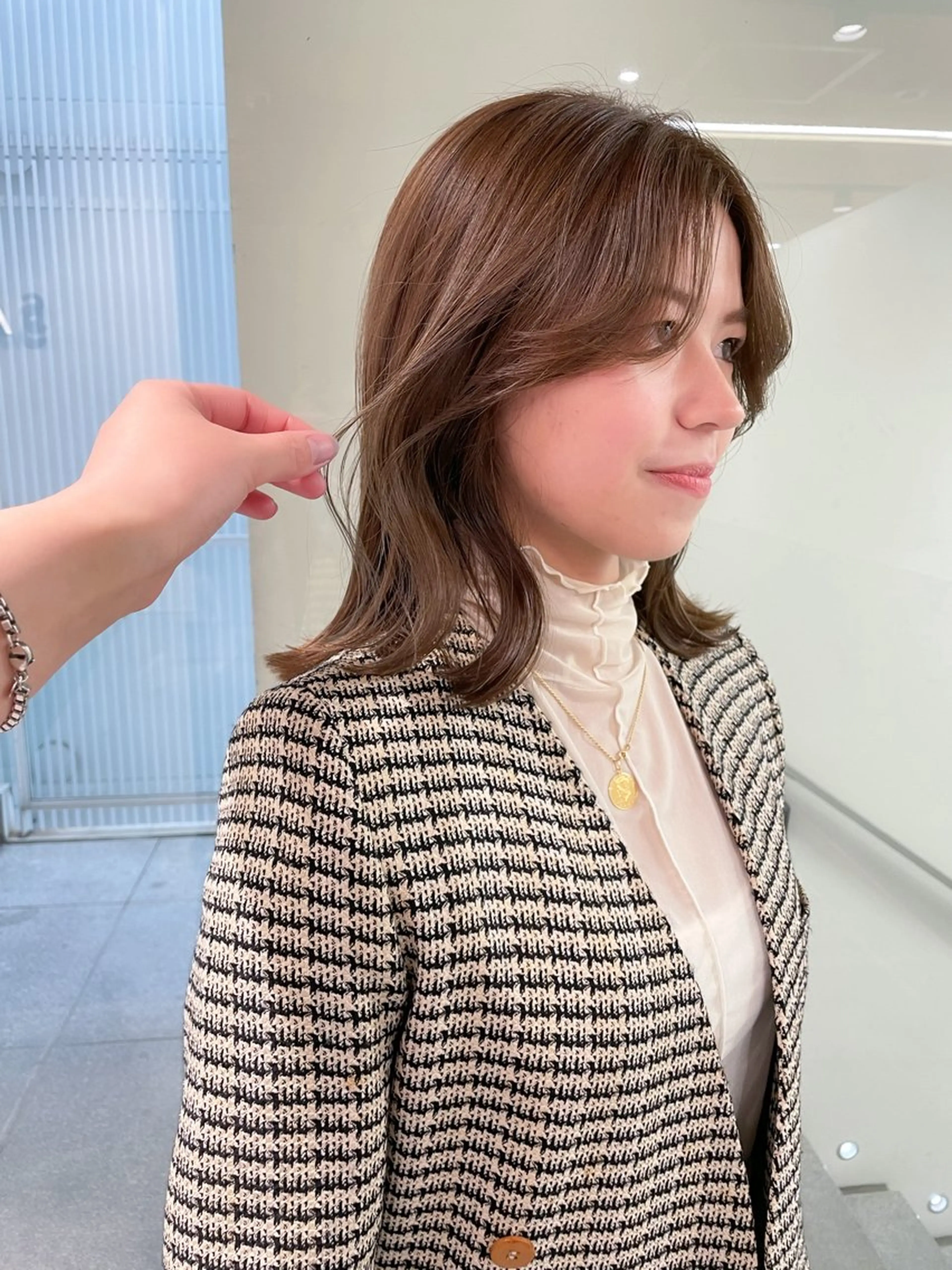 ミディアム カラー パーマ 美髪改善/レイヤー カット🫧辻未侑のヘアスタイル