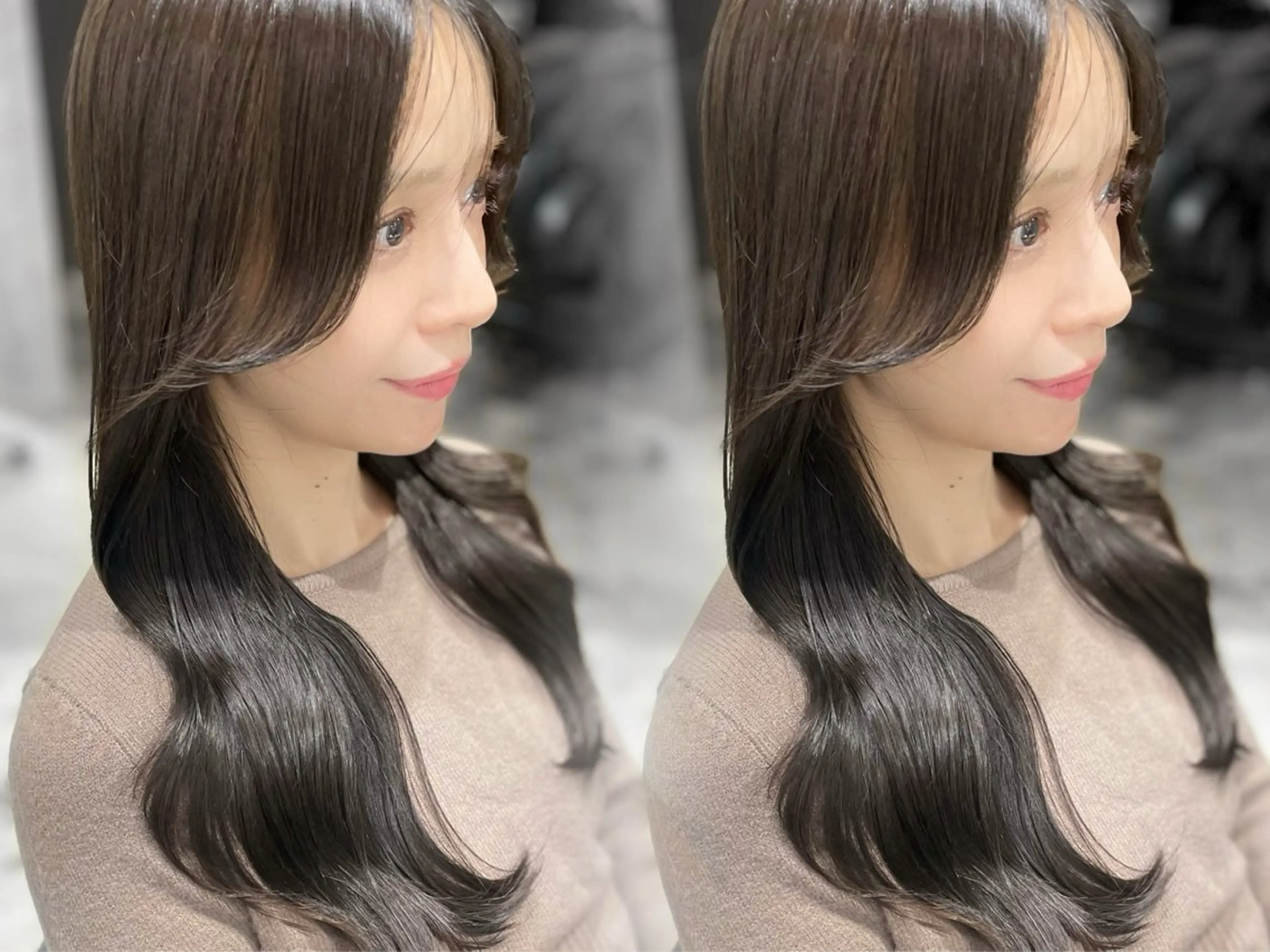 セミロング カット ヘアカラー トリートメント 韓国♡髪質改善♡新宿 駅近🍑erinaのヘアスタイル