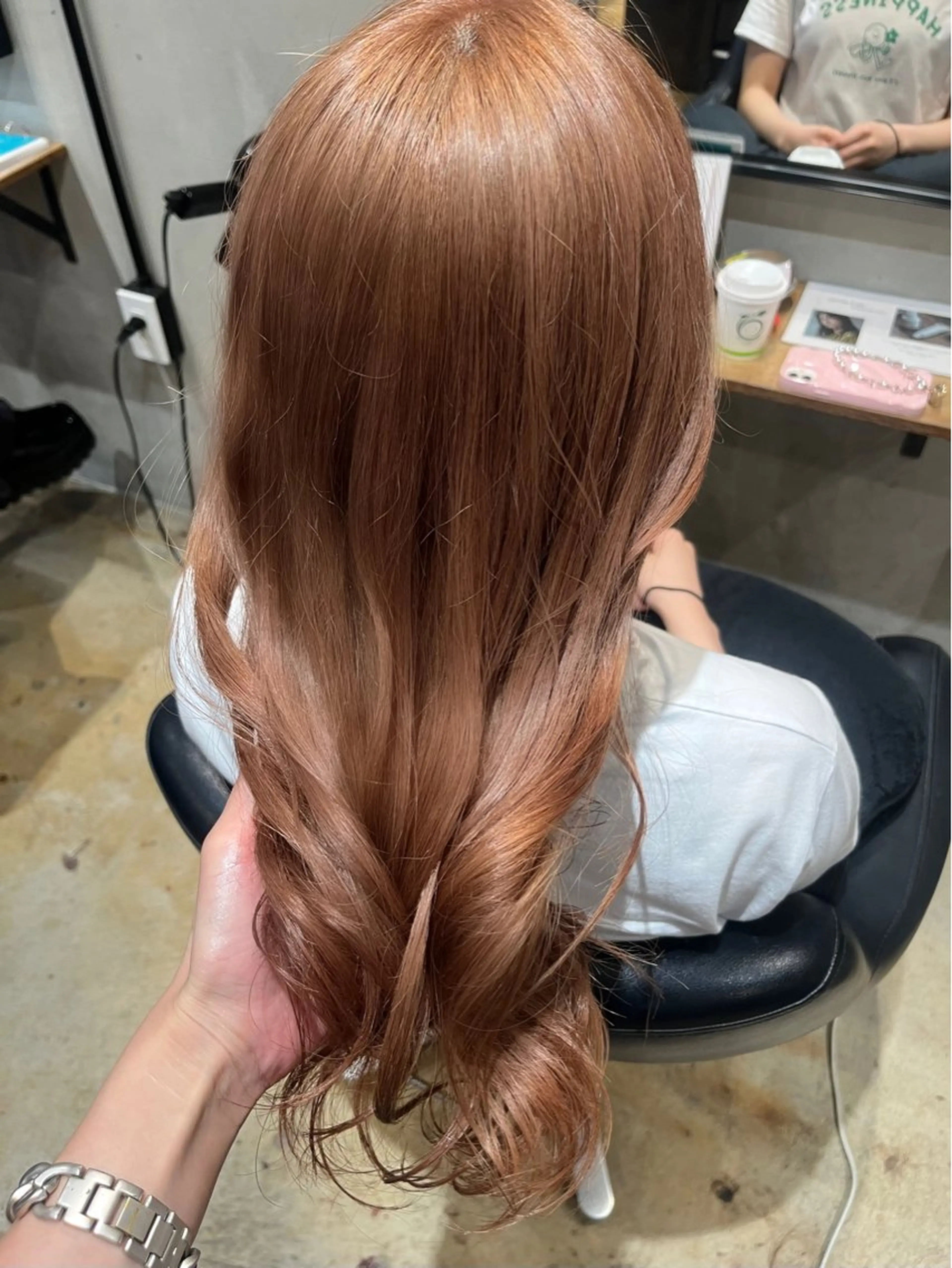 ロング カラー ブラウンカラー オレンジ オレンジブラウン カット ヘアカラー みわ/博多 ブリーチ/メンズヘアのヘアスタイル