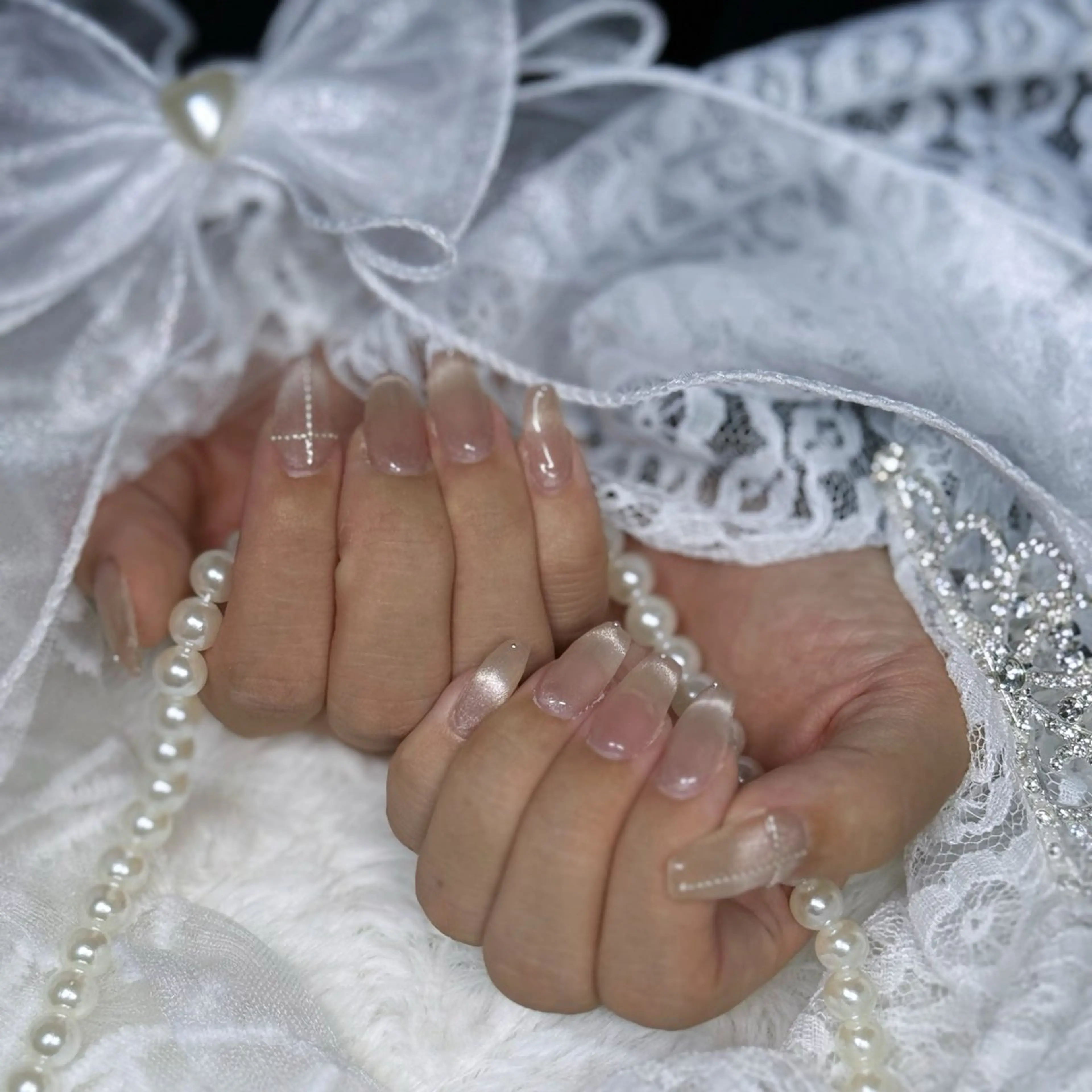 ネイル フレンチネイル マグネットネイル マグネットフレンチ 持ち込み シンプルネイル ハンドネイル nailsalonANNA所属・濱田 杏奈のネイルデザイン