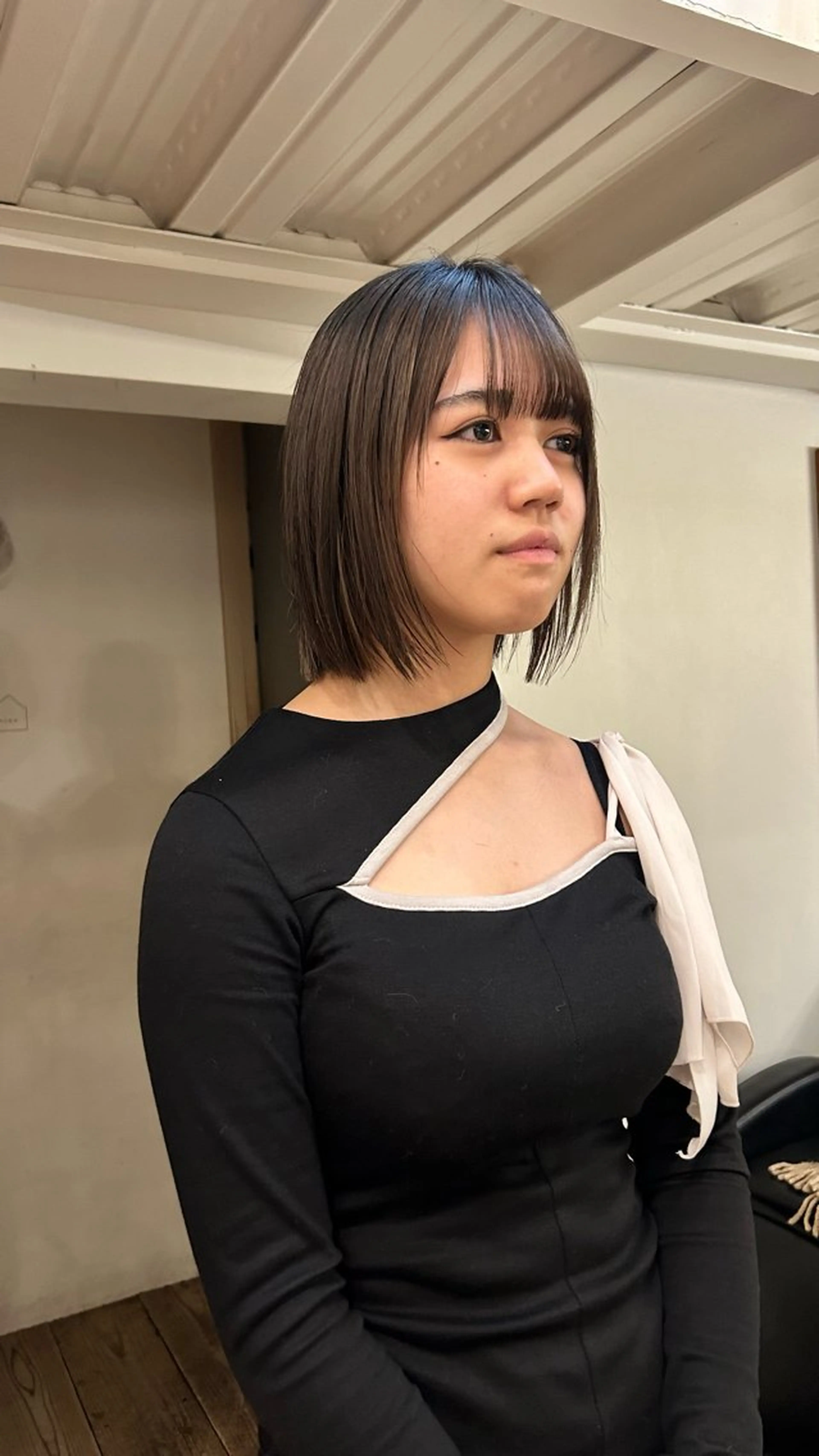 ショート 前下がりボブ ボブ 顔まわりレイヤー レイヤーカット トリートメント 🌿ボブ パーマ高橋啓太🌿のヘアスタイル