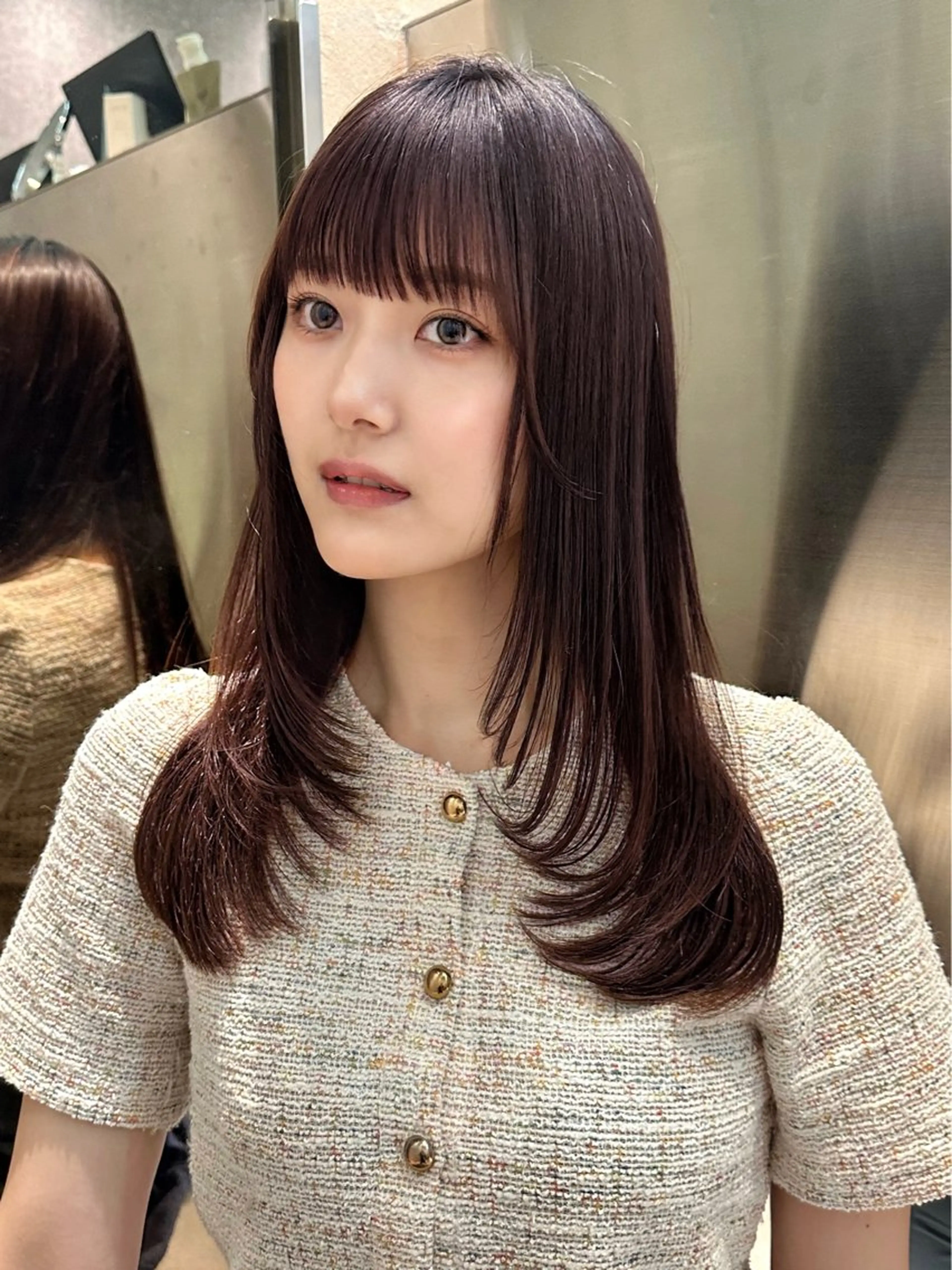 ミディアム カット 縮毛矯正 トリートメント ブリーチなし髪質改善 🎀はのん 韓国ヘアのヘアスタイル