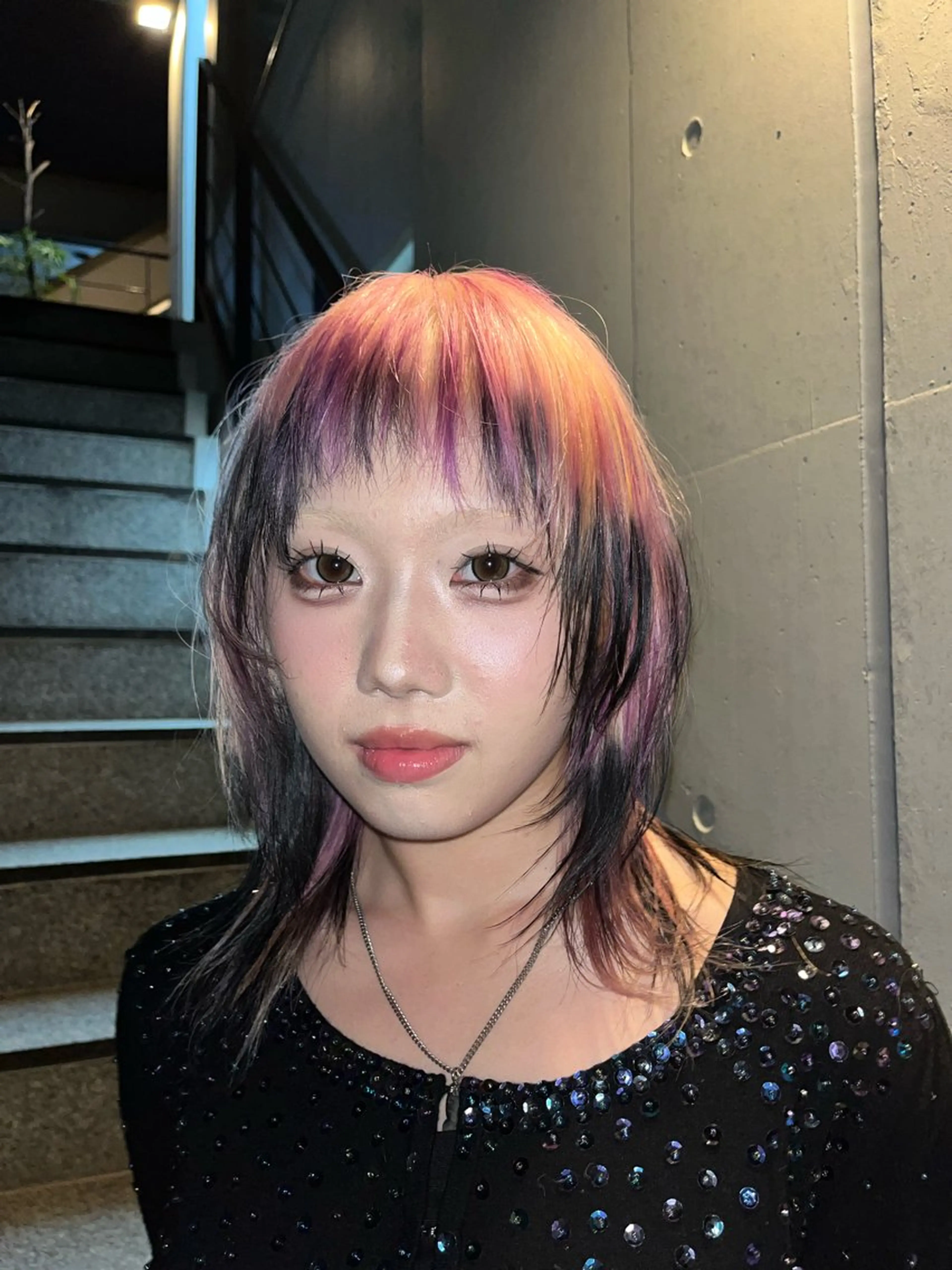 ミディアム 顔周りカット レイヤーカット ヘアカラー CALM所属・原宿/ルーツカラー/ しゅんぺいのヘアスタイル