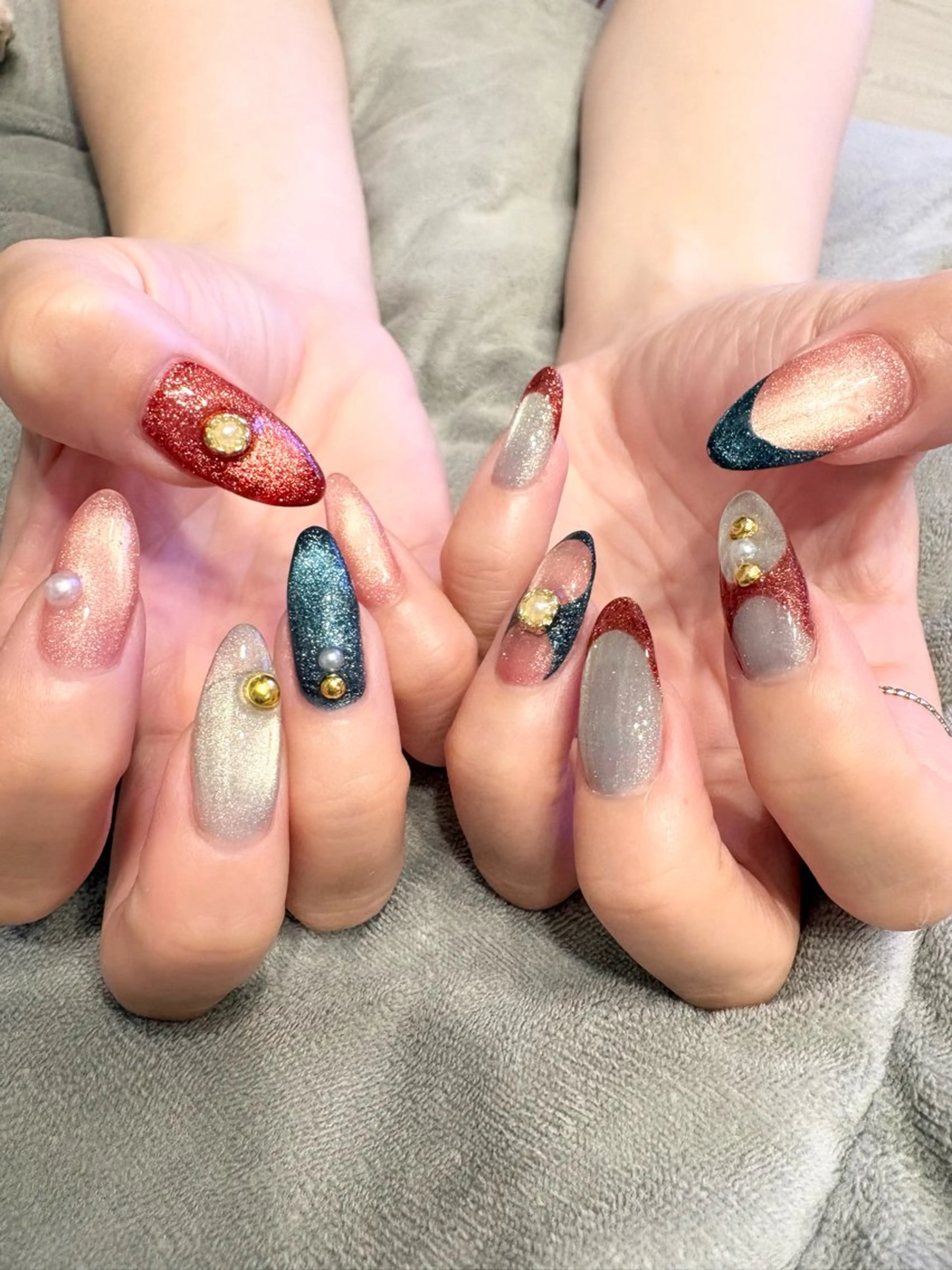 ネイル フラッシュネイル フラッシュマグ フレンチネイル マグネットネイル マグネットフレンチ ハンドネイル nailsalon Lumieのネイルデザイン