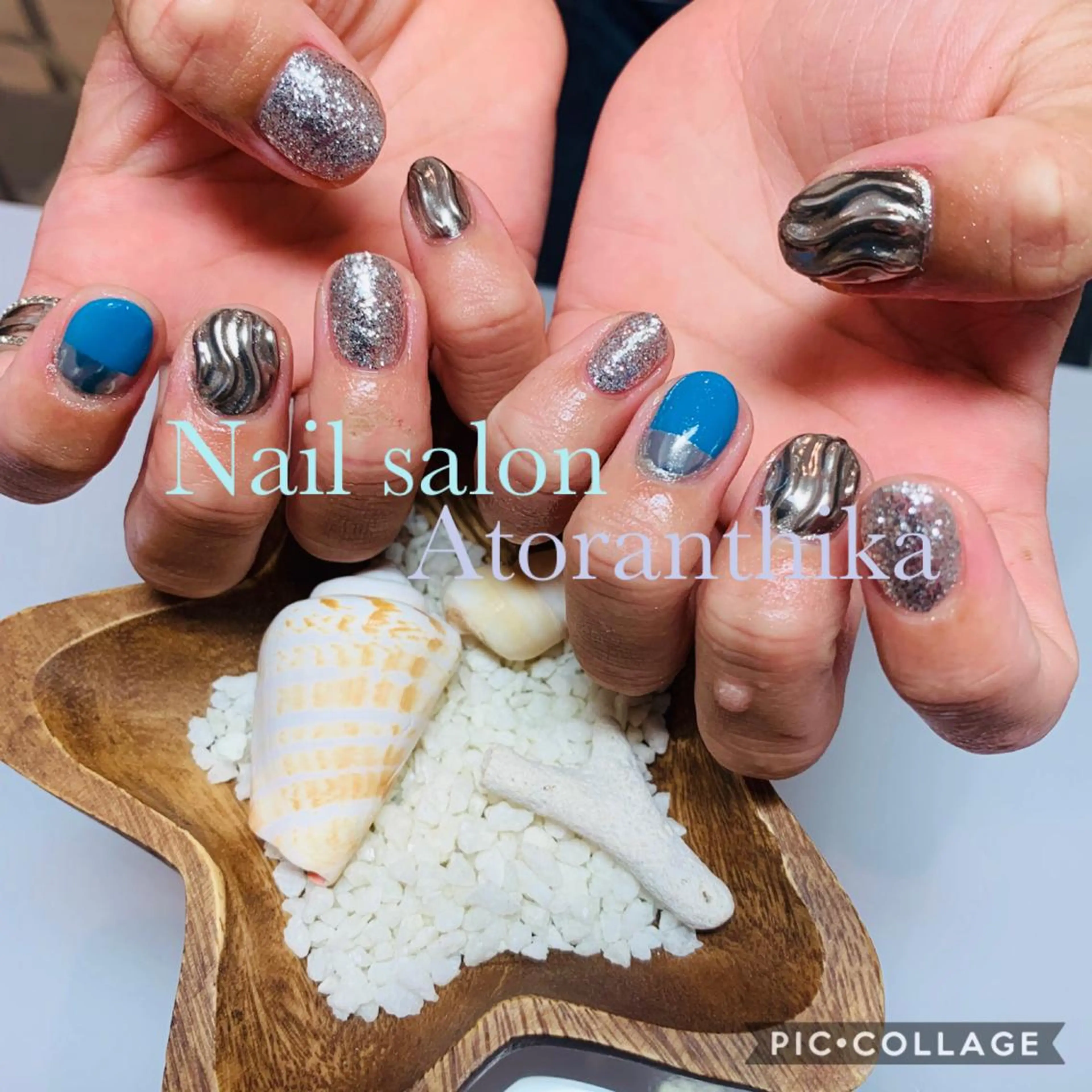 ネイル ブルー ニュアンスネイル ハンドネイル Nail salon Atlantica所属・Nail salon ✩ アトランティカのネイルデザイン