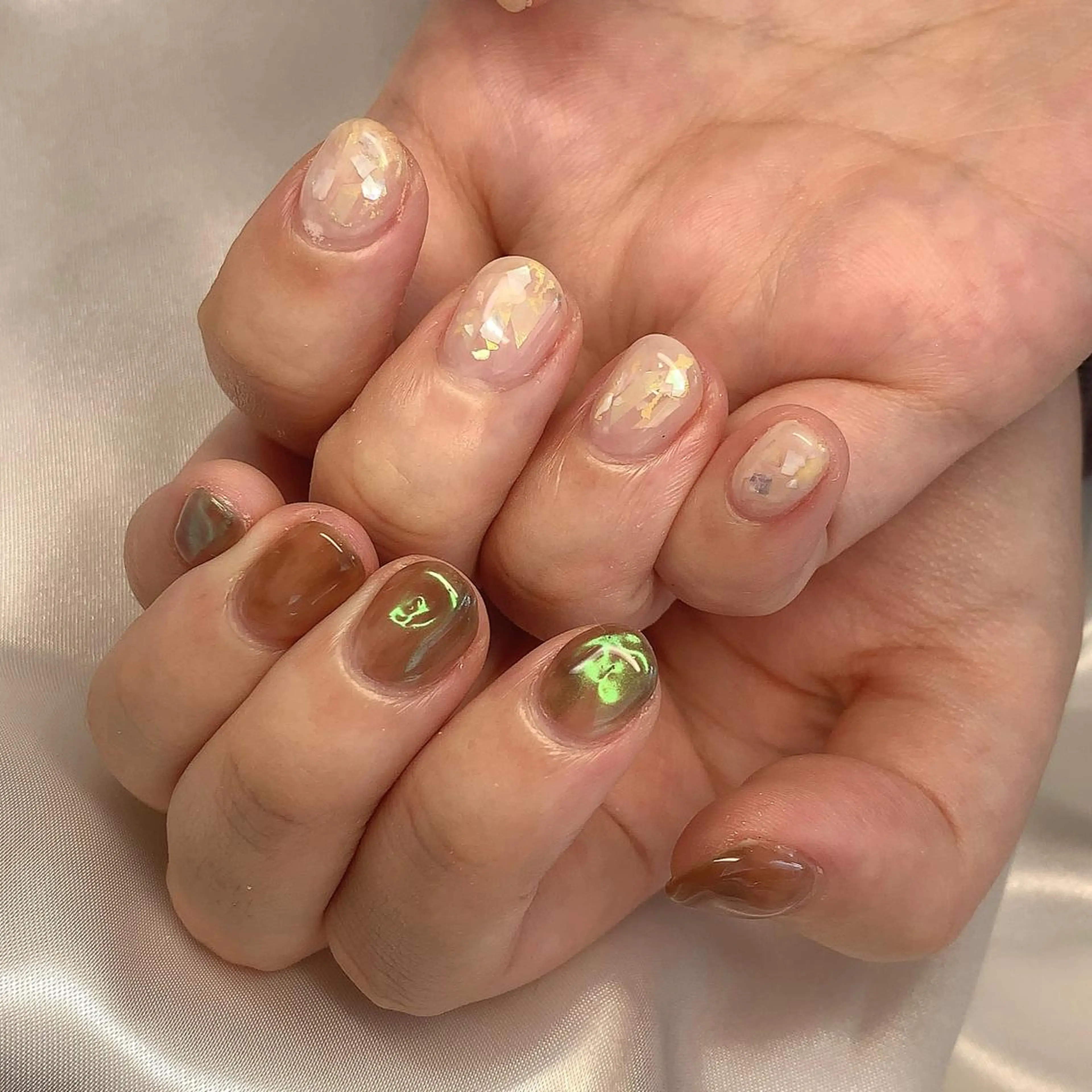 ネイル フレンチネイル ジェルネイル ガラスフレンチ マグネットネイル ミラーネイル ハンドネイル キャッツアイ西荻窪店 yasuoのネイルデザイン