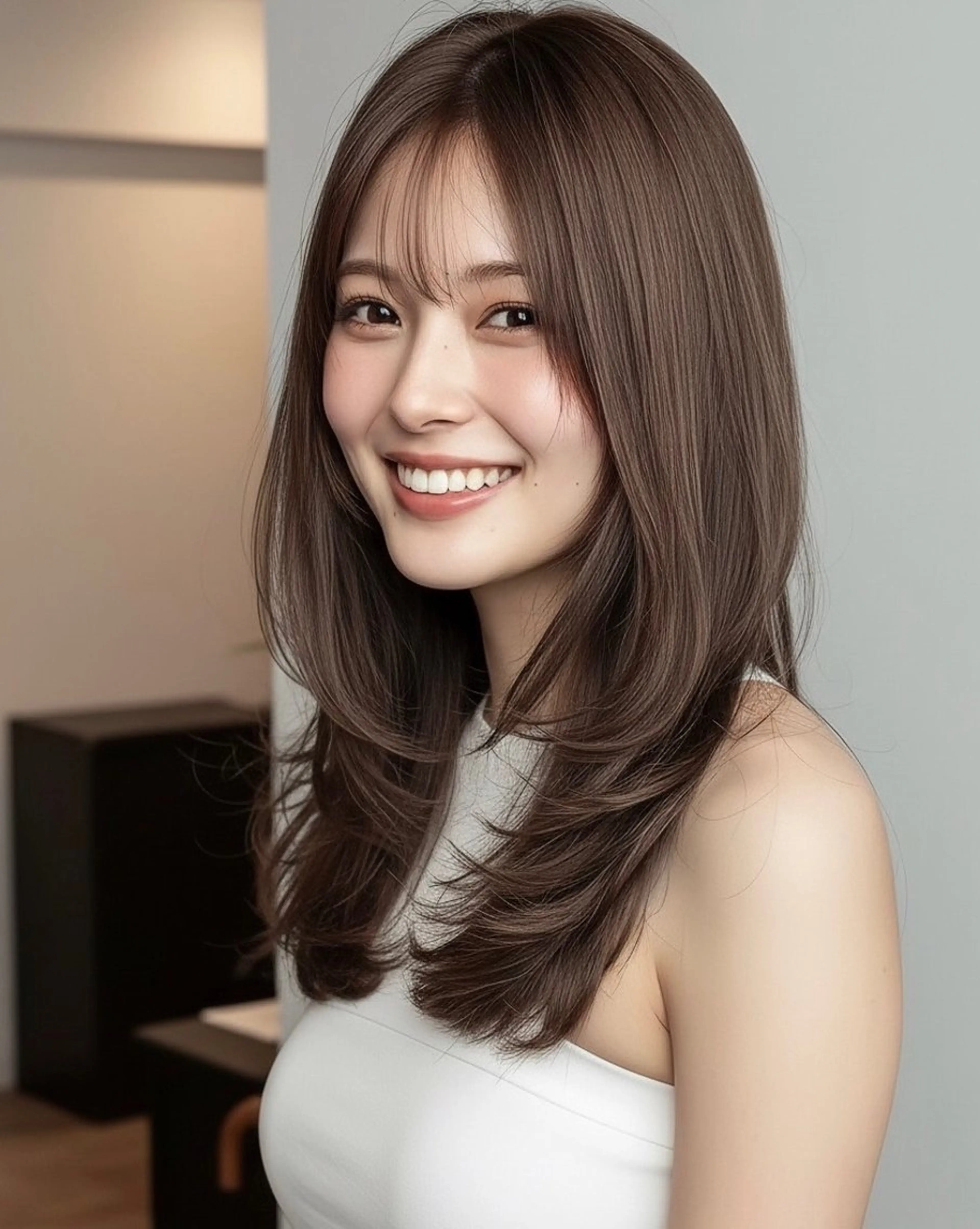 ロング カラー ヘアアレンジ カット ヘアカラー トリートメント ヘッドスパ ヘアセット 韓国レイヤー ハッシュ🤍渋谷のヘアスタイル