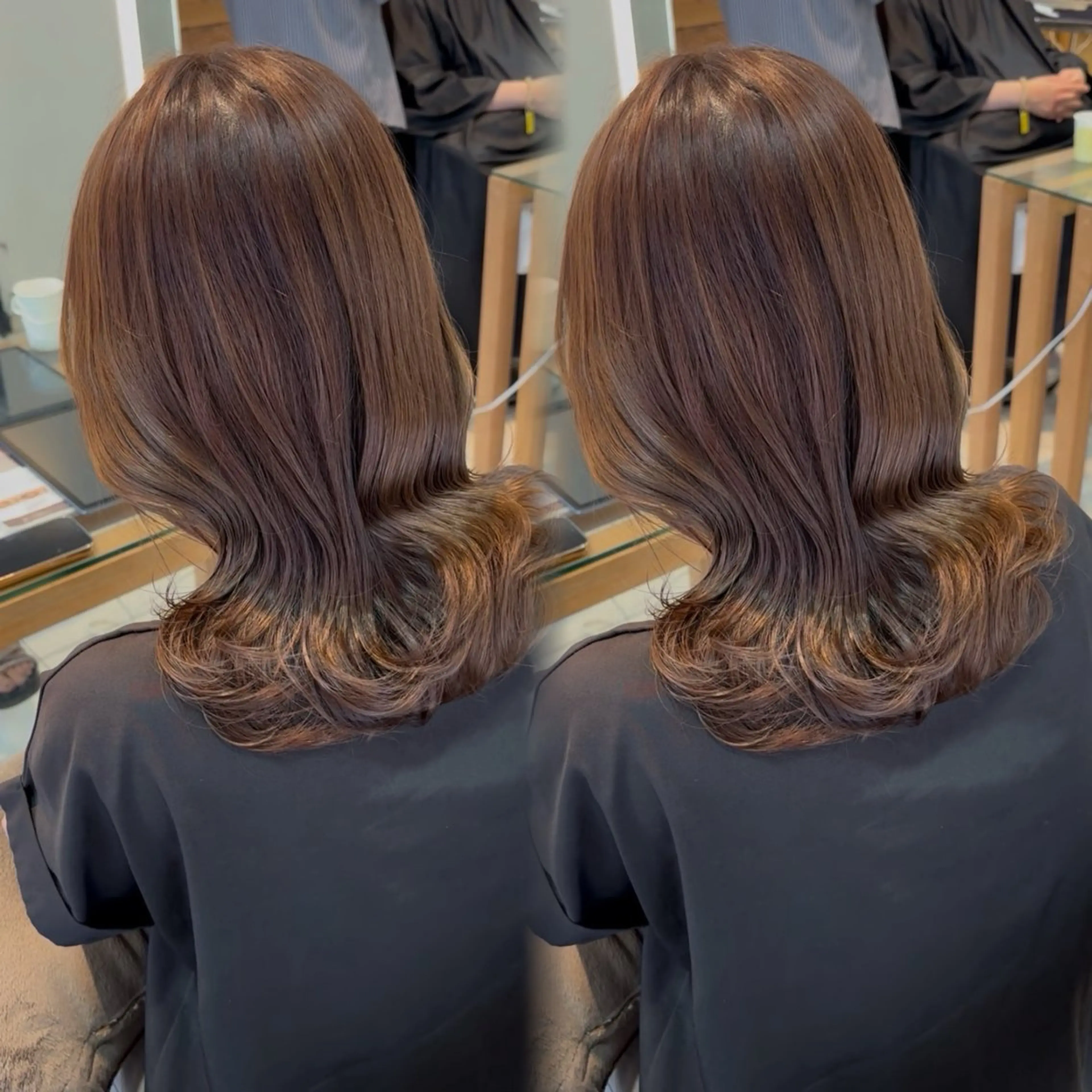 ミディアム カラー ベージュカラー ブリーチ ダブルカラー ミルクティーベージュ ブリーチなしカラー ヘアカラー パーマ、ダブル カラー、上野星也のヘアスタイル