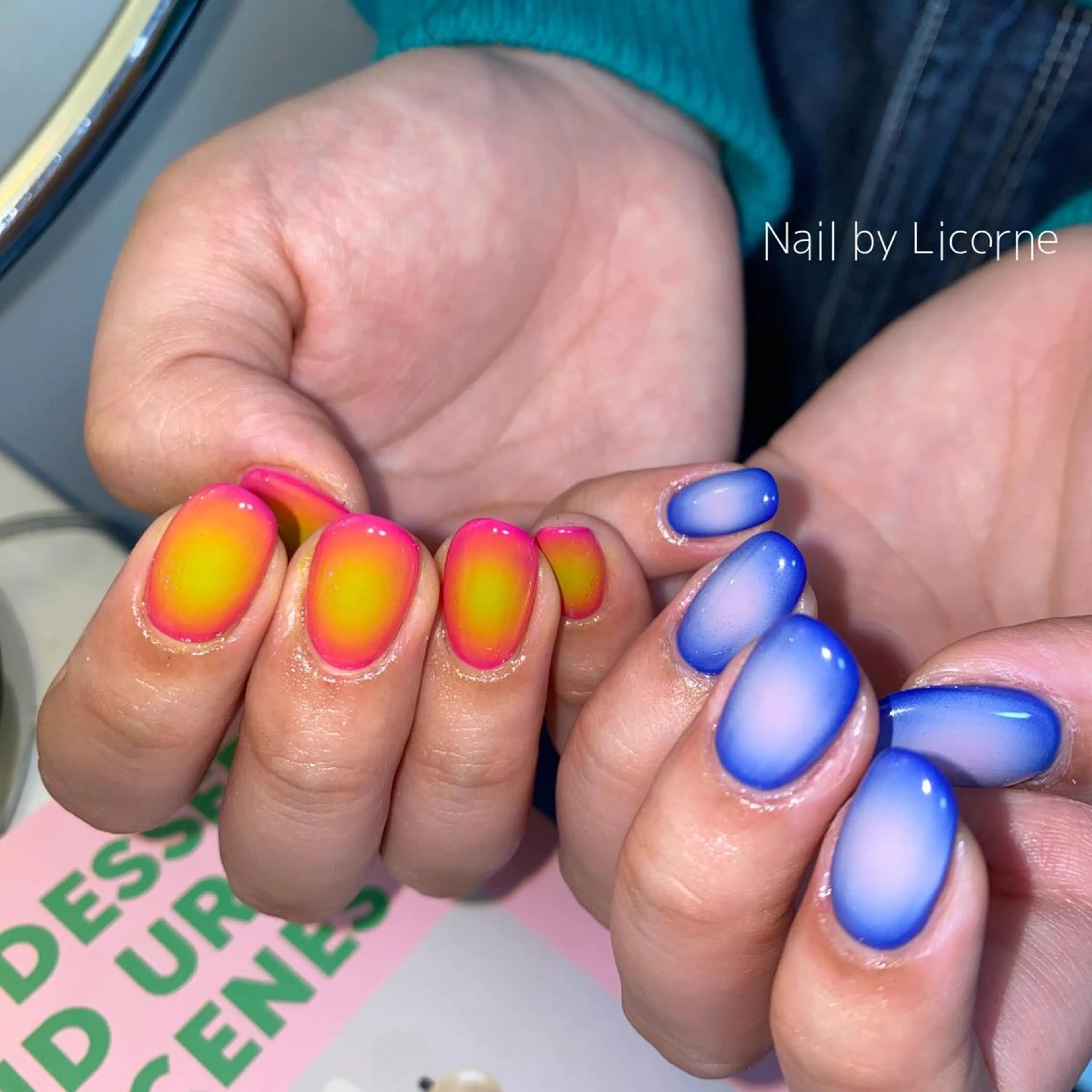 ネイル アートネイル オーロラネイル フレンチネイル 氷ネイル・うるうるネイル マグネットネイル ハンドネイル Nail by Licorneのネイルデザイン