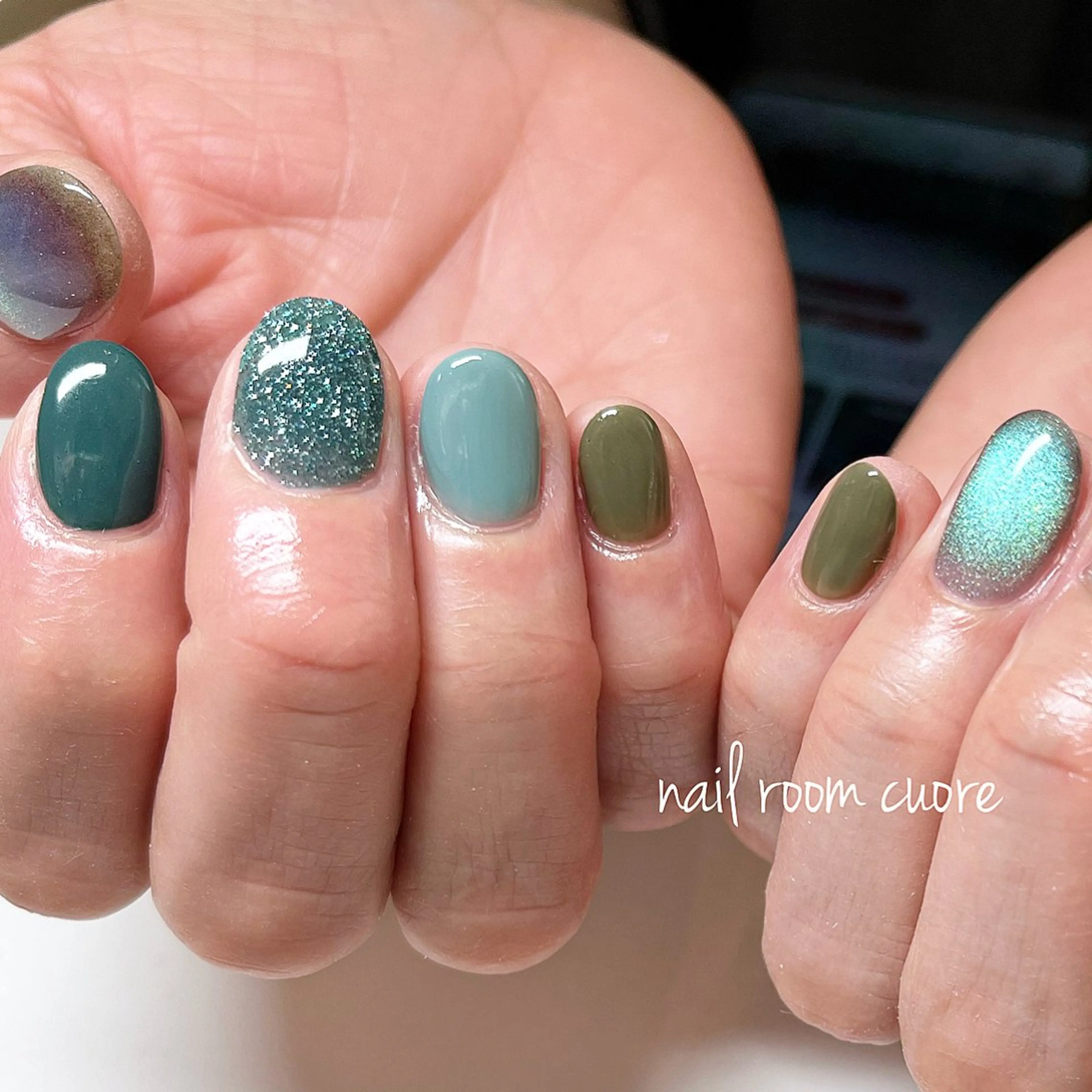 ネイル グリーン nail room  cuore所属・松尾 典子のネイルデザイン
