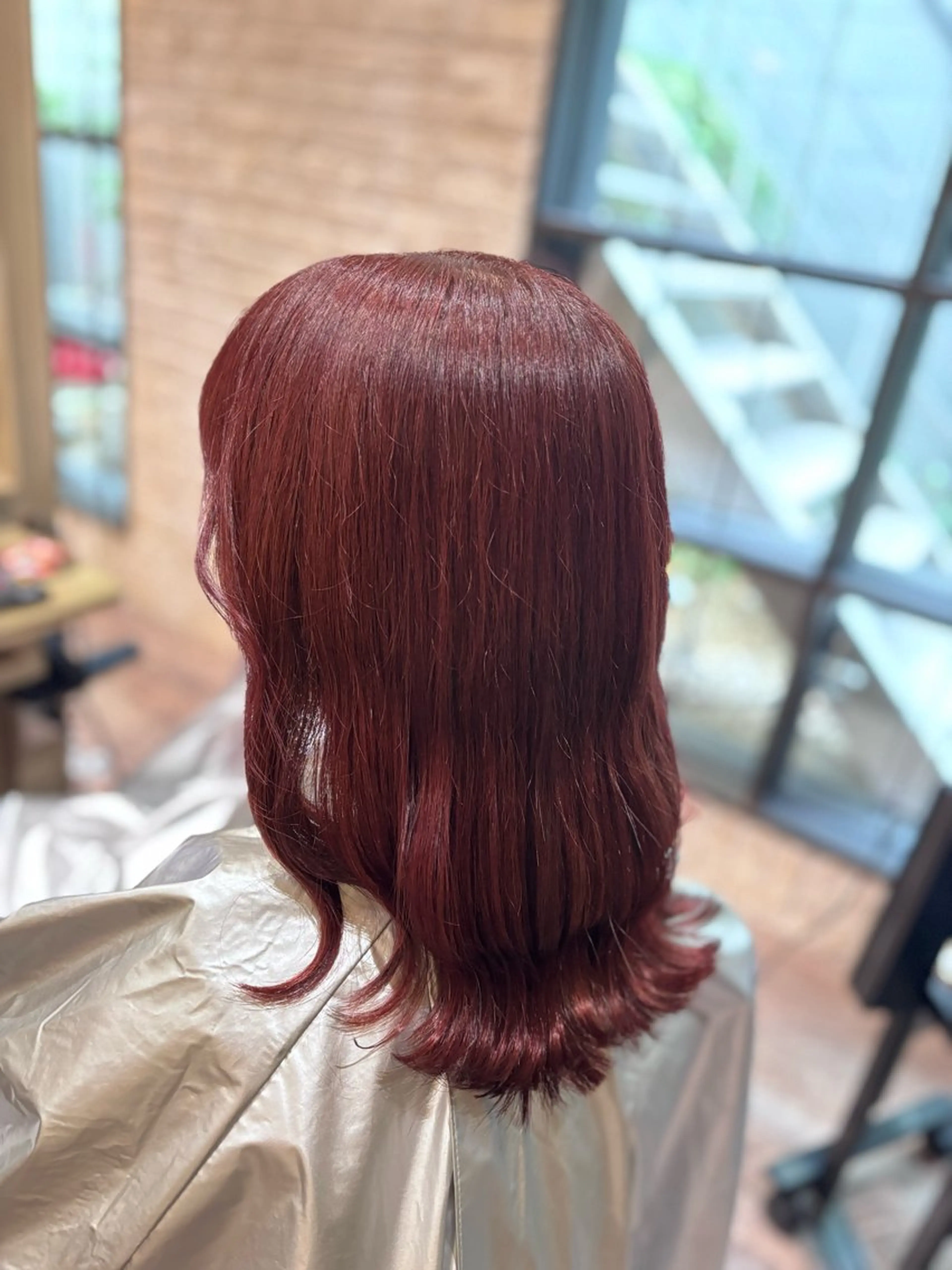 セミロング ピンクブラウン ヘアカラー 中野 まなのヘアスタイル