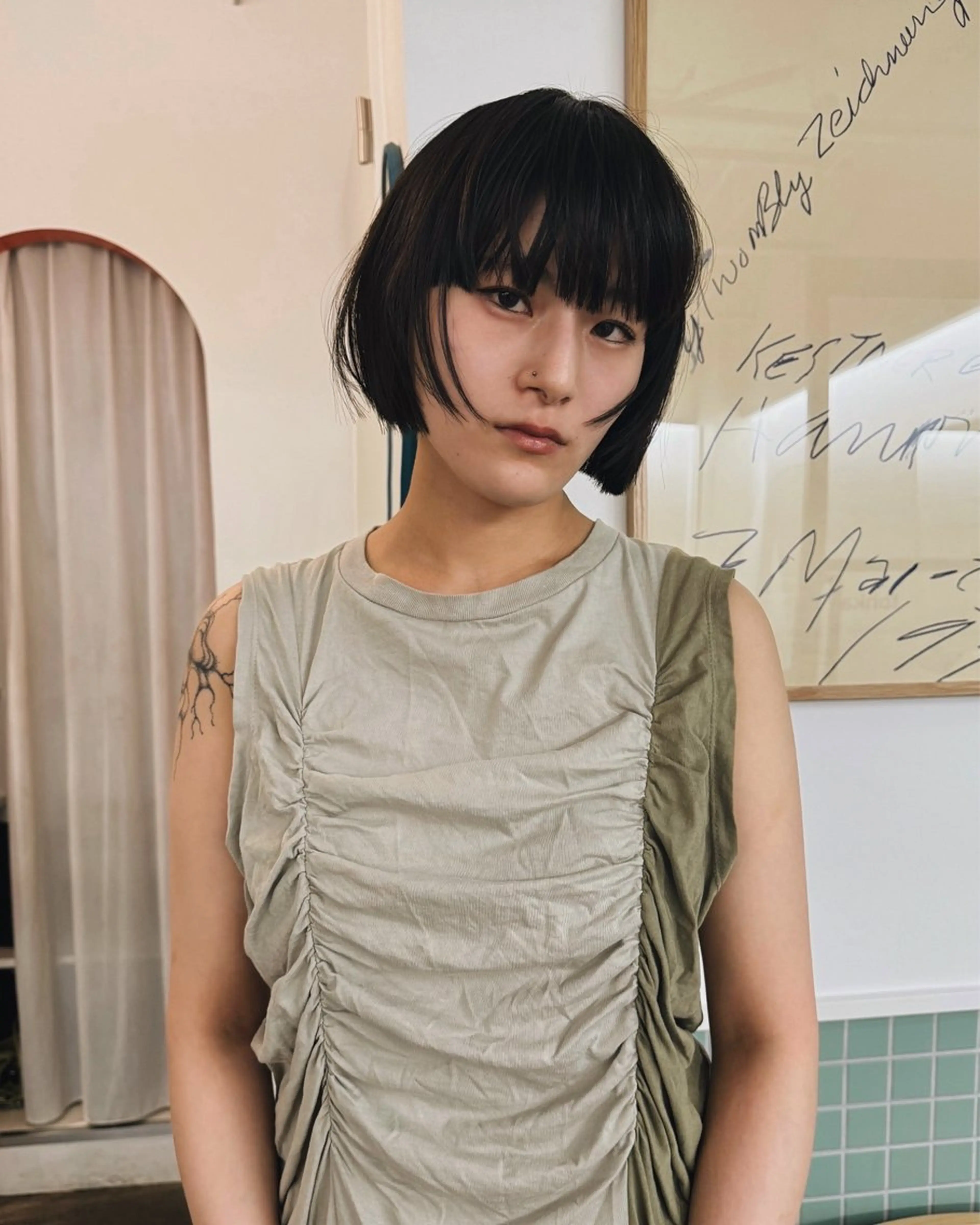 ミディアム ボブ ハイライト 髪質改善 レイヤーカット トリートメント カット THE  AGATA TOKYO所属・外国人風パーマ/デザ インカット🦕✨アミのヘアスタイル