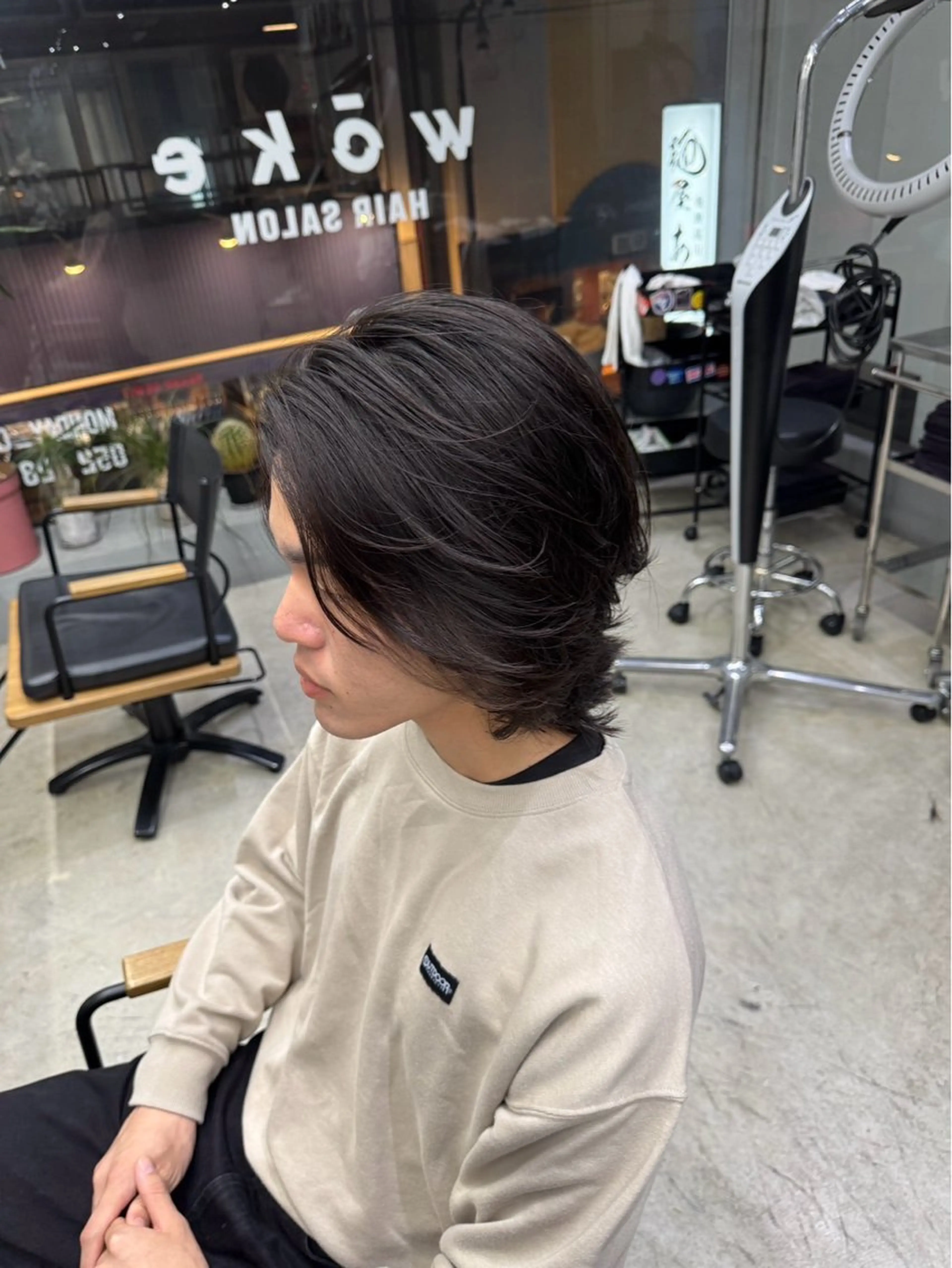 ミディアム パーマ メンズ カット パーマ メンズ専門サロン wokeのヘアスタイル