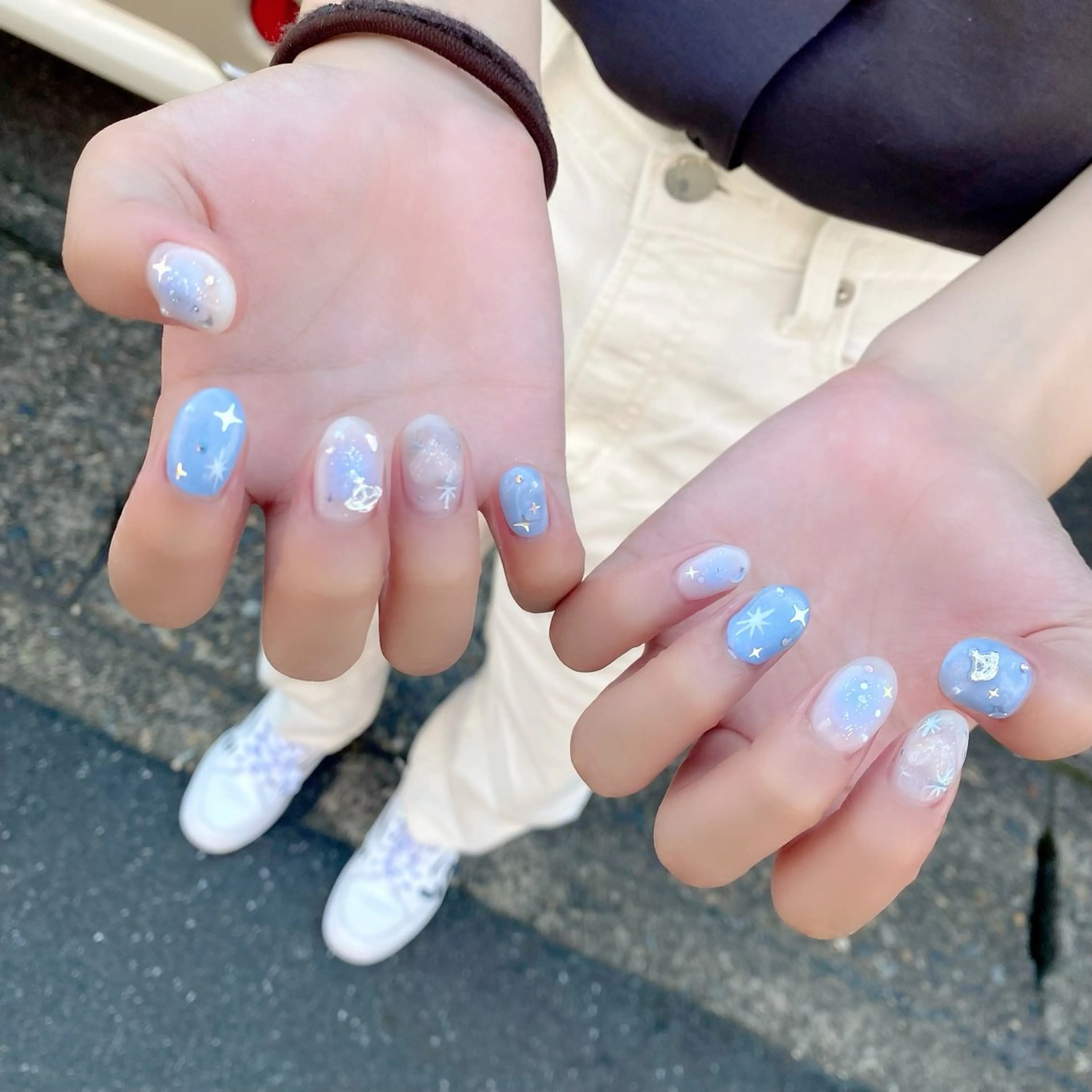 ネイル ブルー チークネイル 韓国ネイル Salon Ｋのネイルデザイン