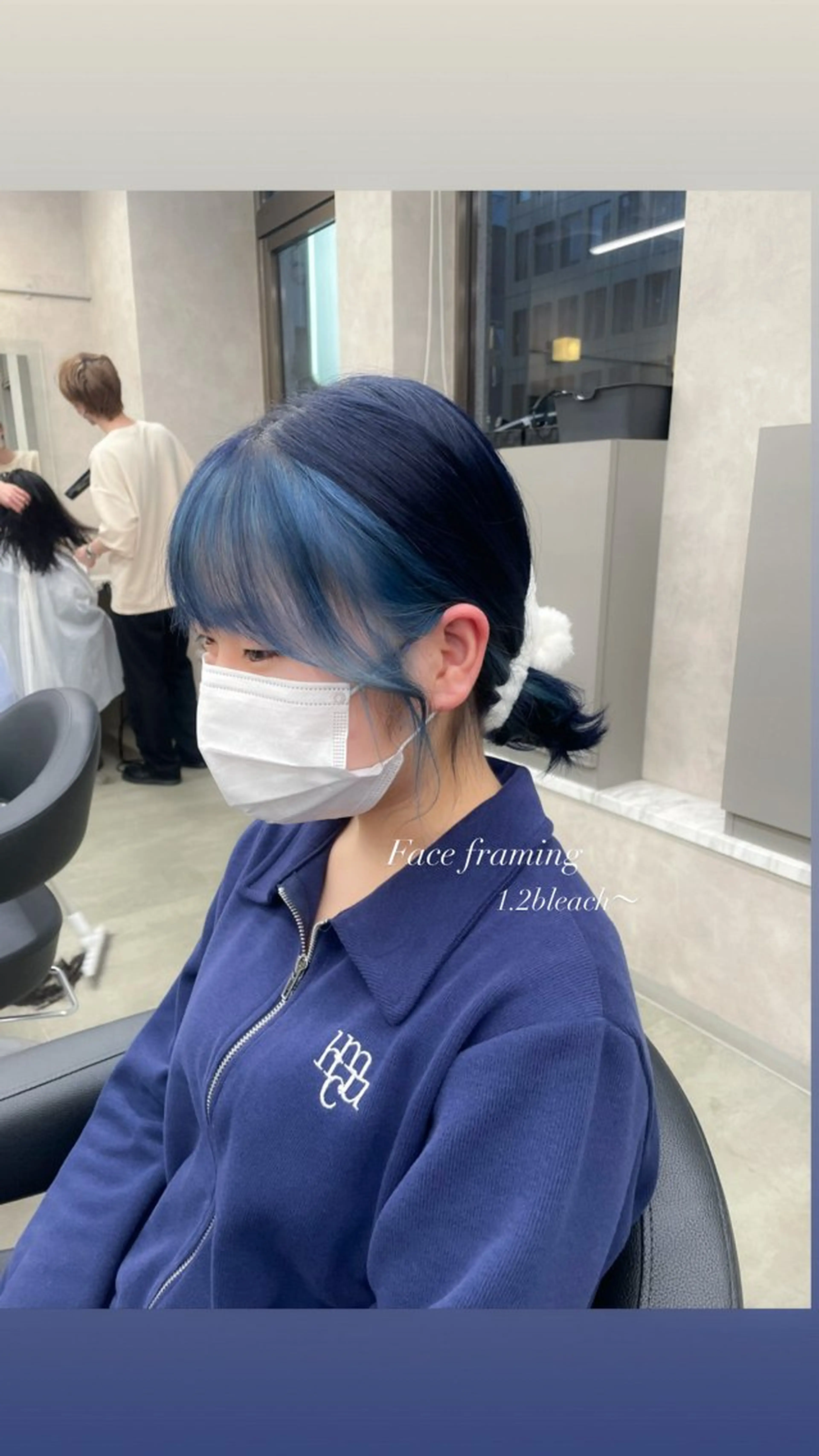 ミディアム カラー ミストバング ブリーチ ブルーカラー ケアブリーチ デザインカラー ヘアカラー トリートメント ヘッドスパ ヘアセット 表参道ハッシュカット レイヤー/リノンのヘアスタイル