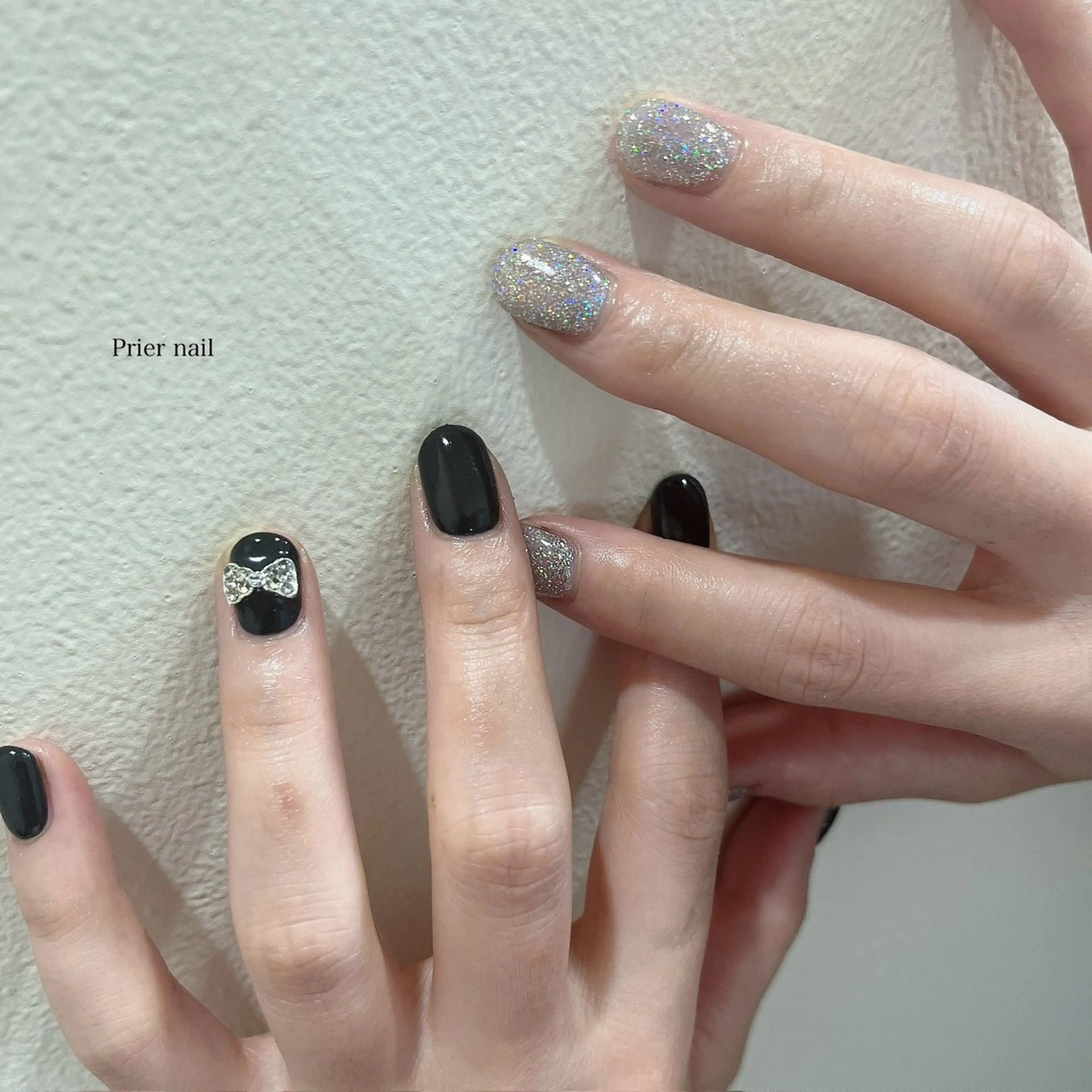 ネイル アートネイル フラッシュネイル リボン Prier×Kew hair所属・Prier nailのネイルデザイン