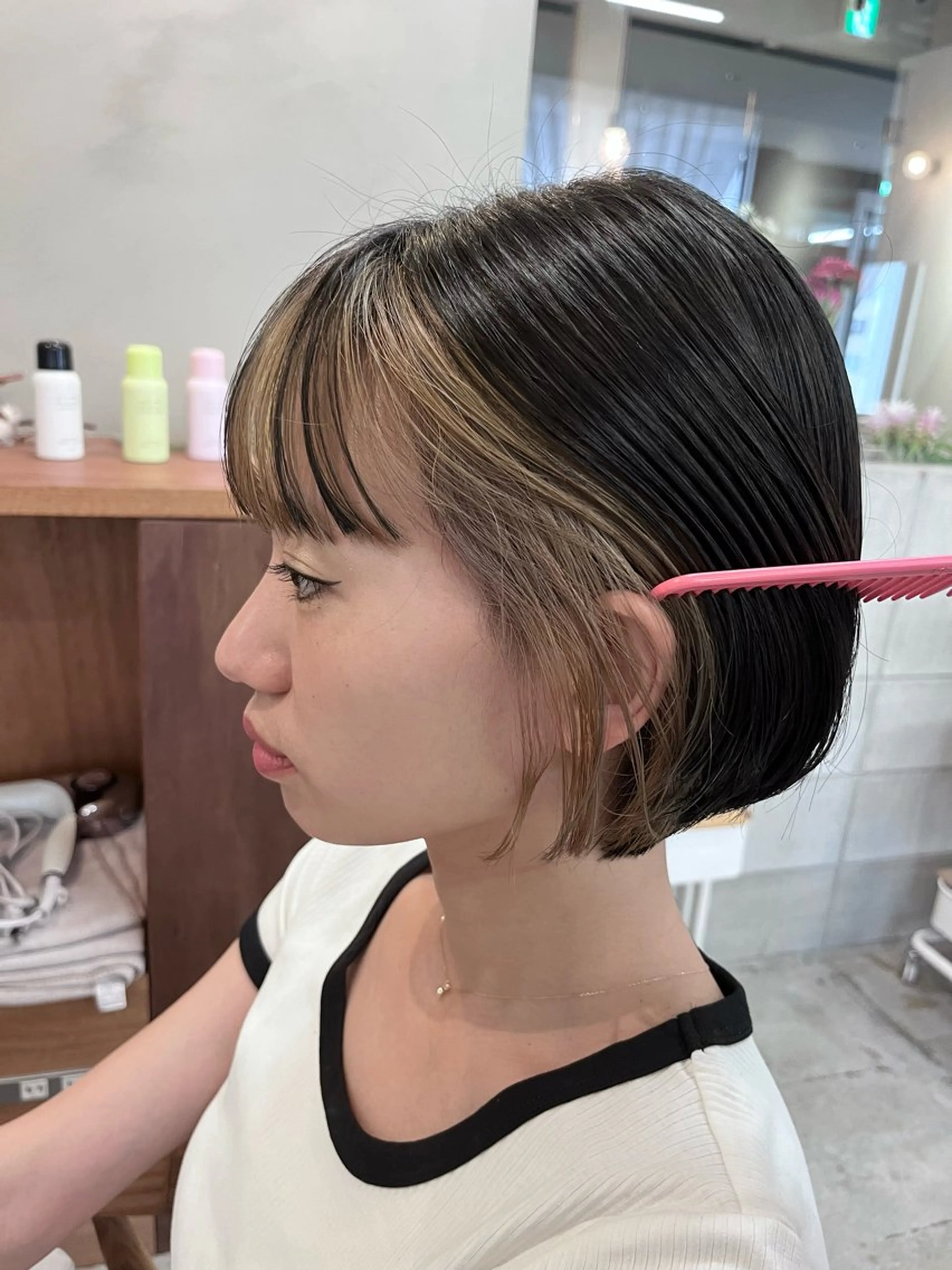 ショート カラー ミストバング  フェイスフレーミング 暖色カラー／ ヘアセット🌛櫻井舞のヘアスタイル