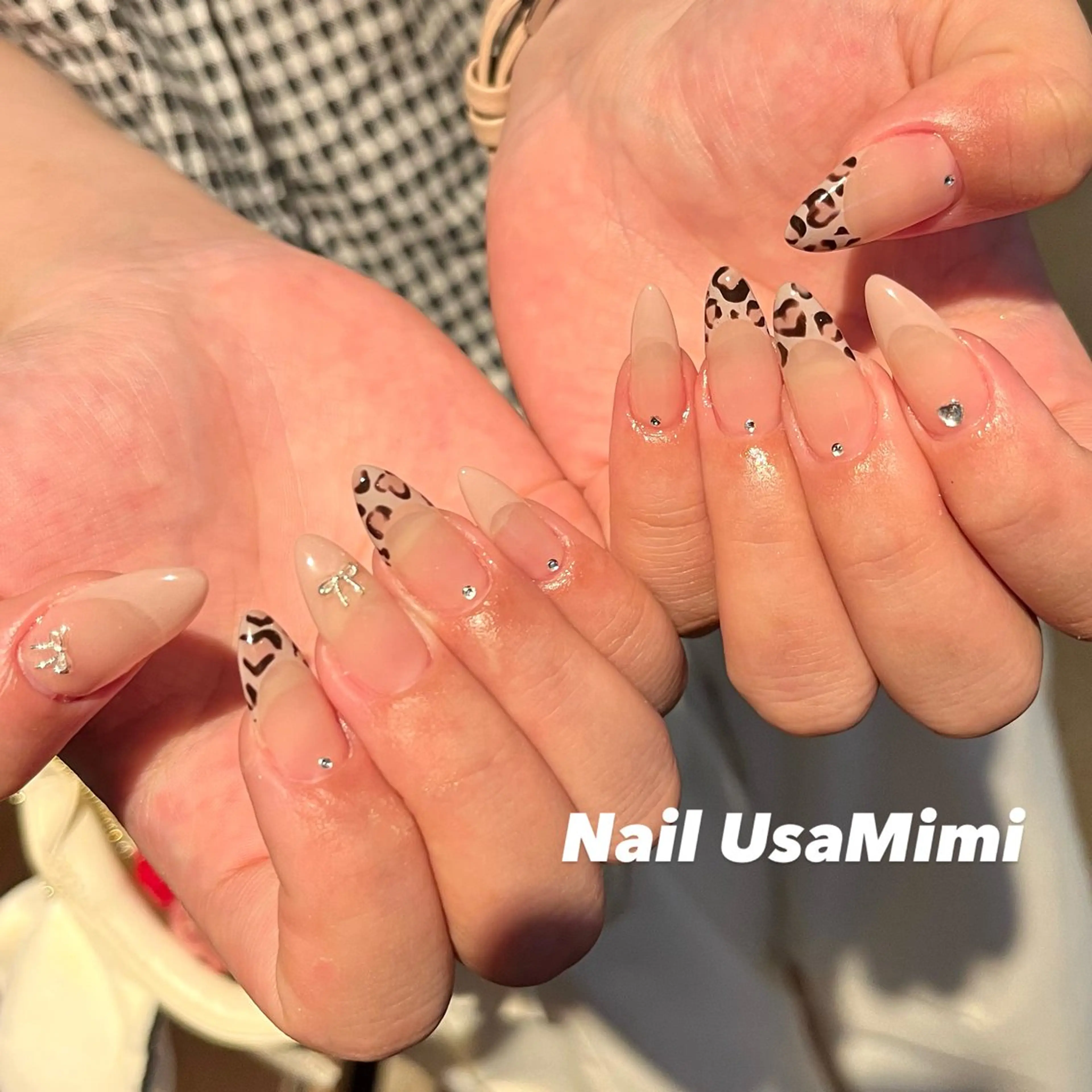 ネイル アニマル柄 フレンチネイル ハート Nail Usa Mimi ASAKOのネイルデザイン