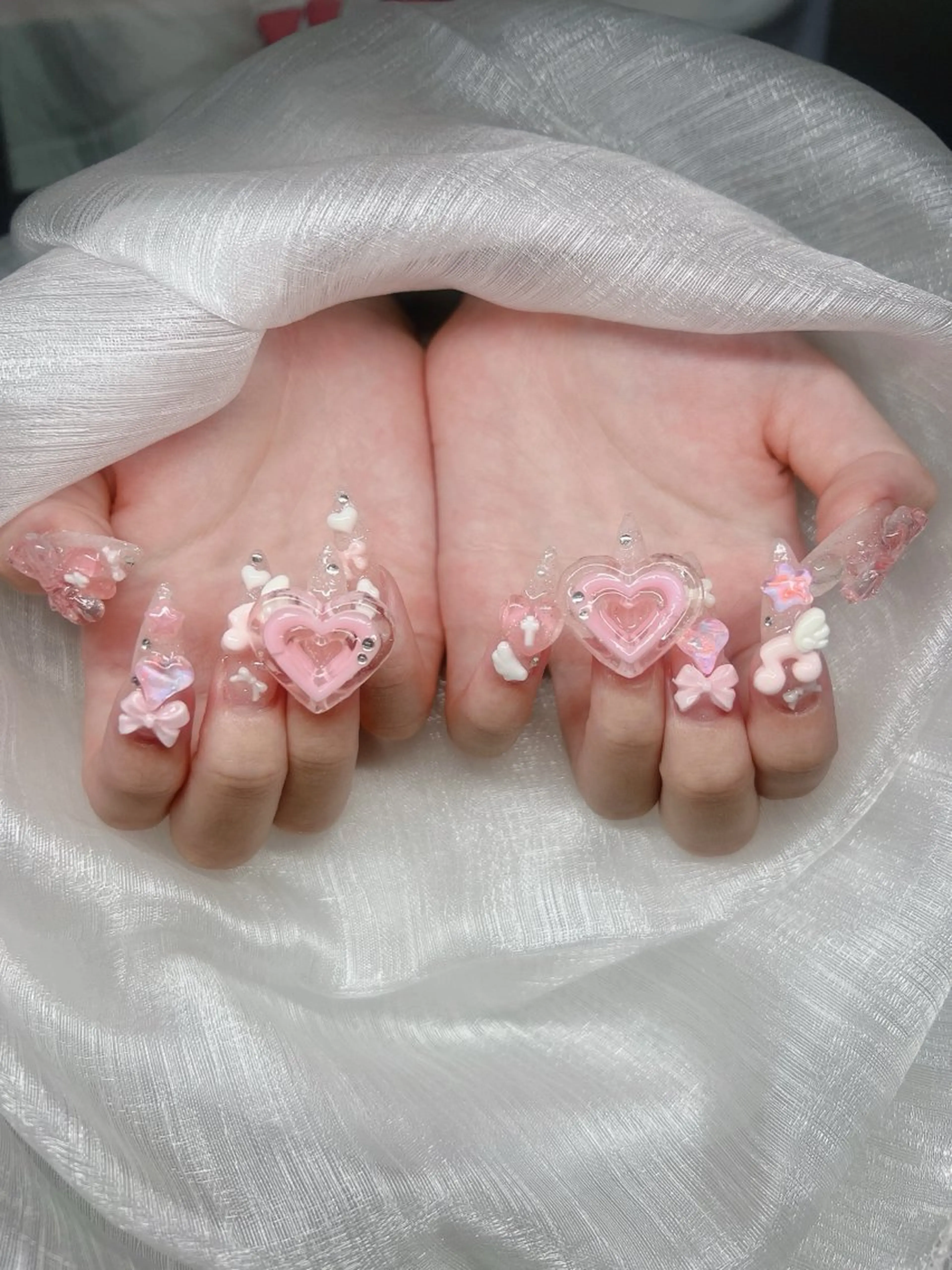 ネイル 長さ出し グラデーション 卒業式 キラキラネイル マグネットネイル ハンドネイル Lee Nails チップ長さだし専門店のネイルデザイン
