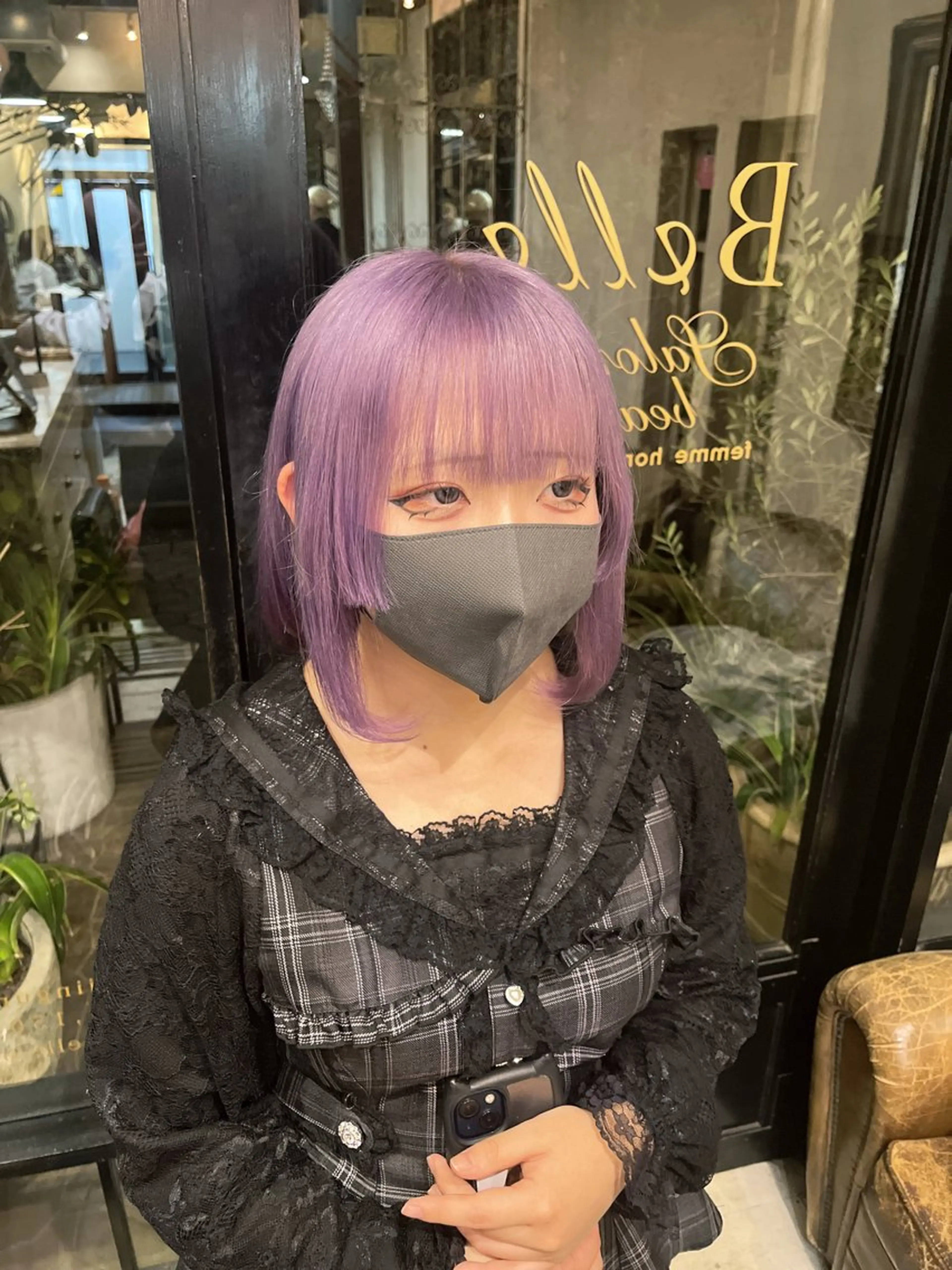 ロング カラー ラベンダーカラー ヘアカラー トリートメント Belle リク ケアブリーチのヘアスタイル