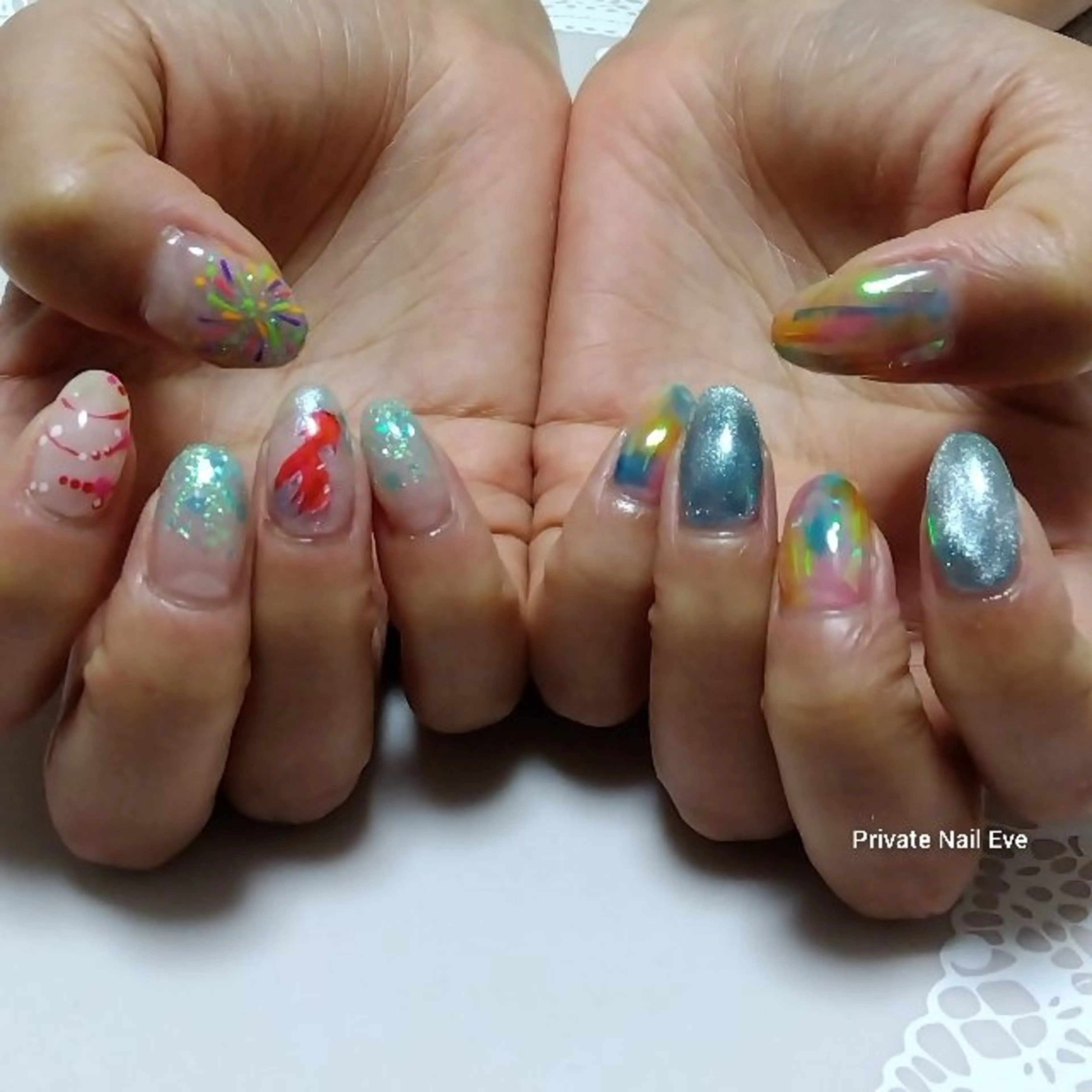 ネイル 氷ネイル・うるうるネイル ヨーヨーネイル ハンドネイル ネイル junkoのネイルデザイン