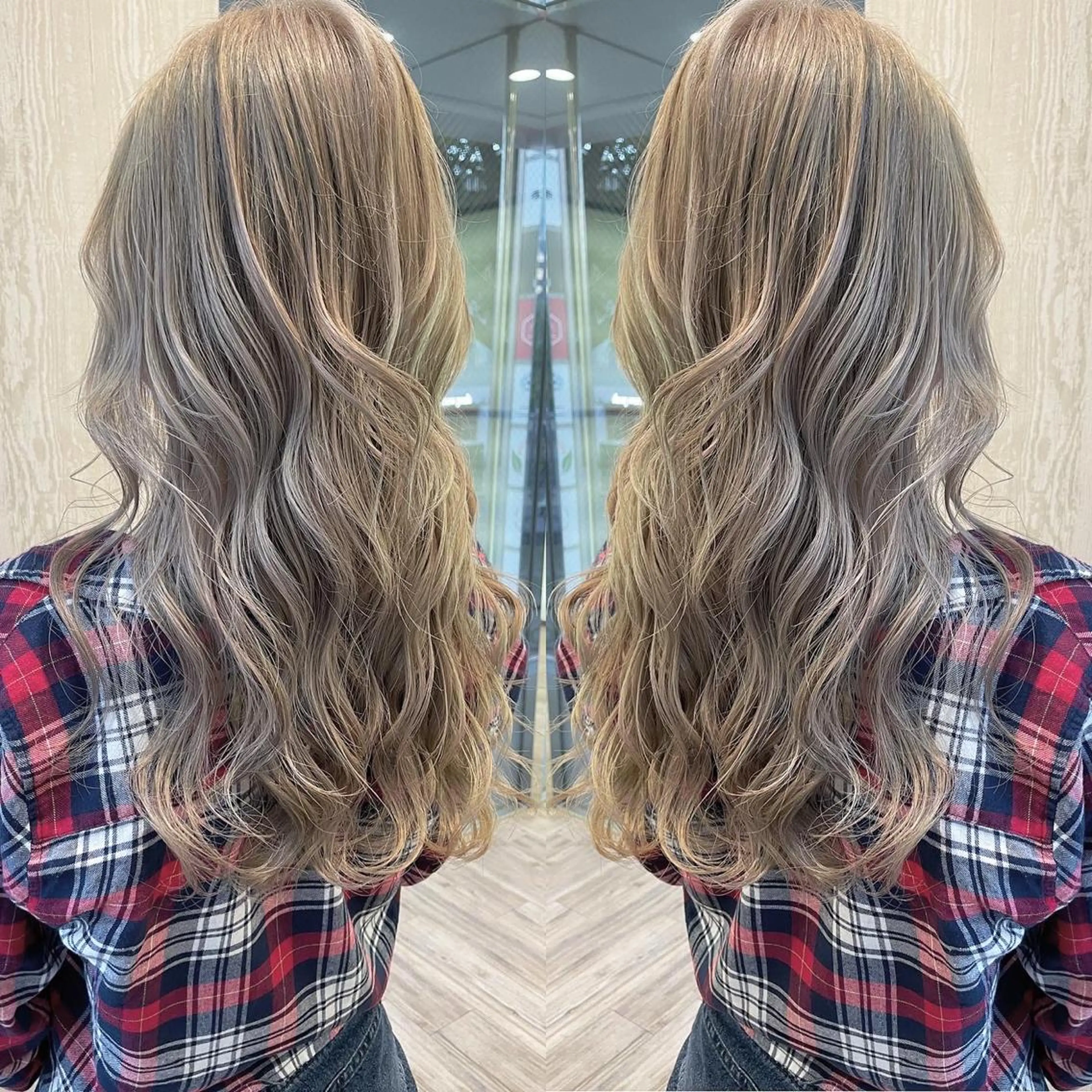 ロング カラー アッシュ ブリーチ グレージュ ハイトーンカラー 外国人風カラー ヘアカラー トリートメント 河合秀明/ハイライト /インナーカラーのヘアスタイル