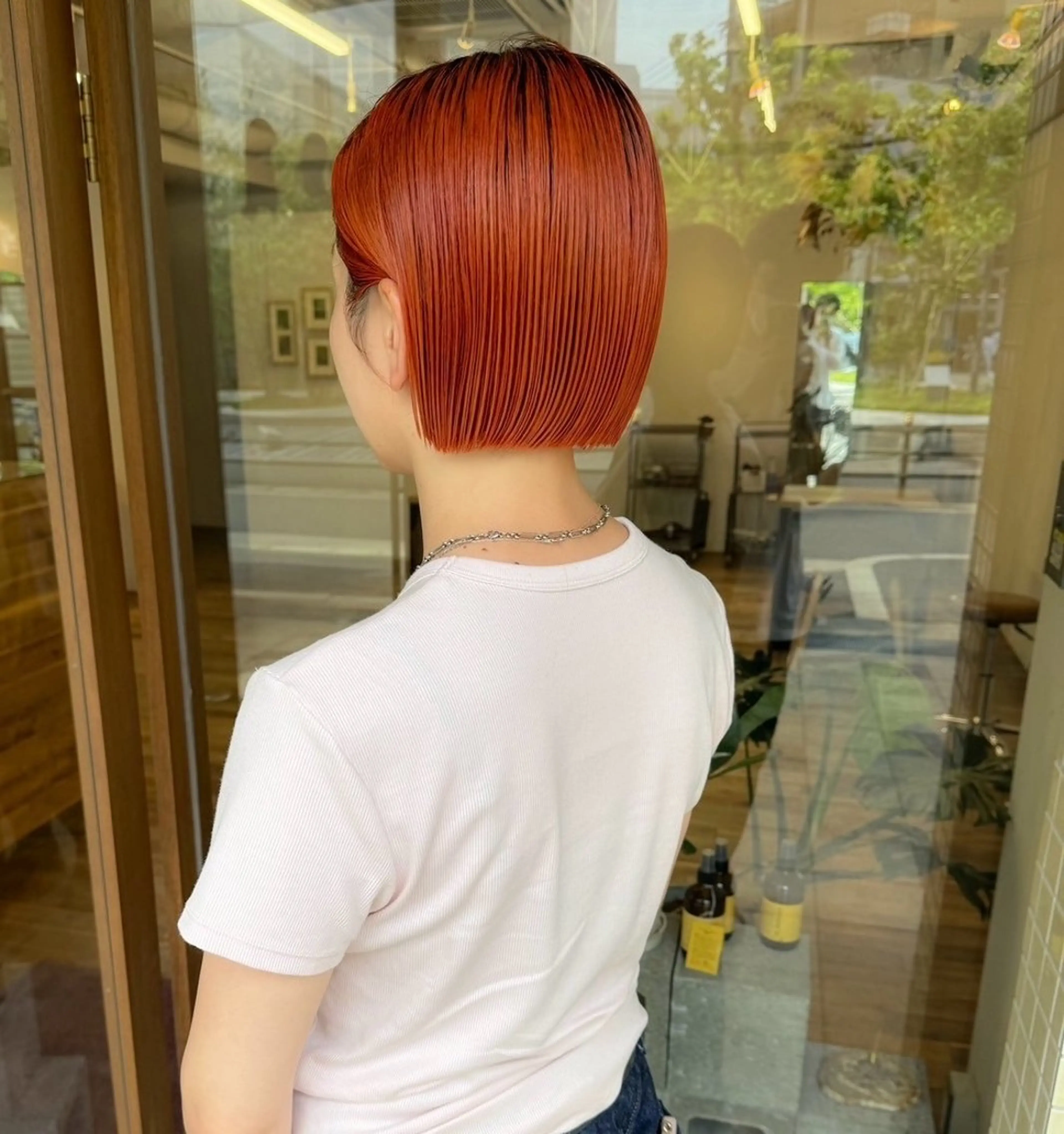 ショート カラー オレンジ ヘアカラー 谷岡 聖花のヘアスタイル