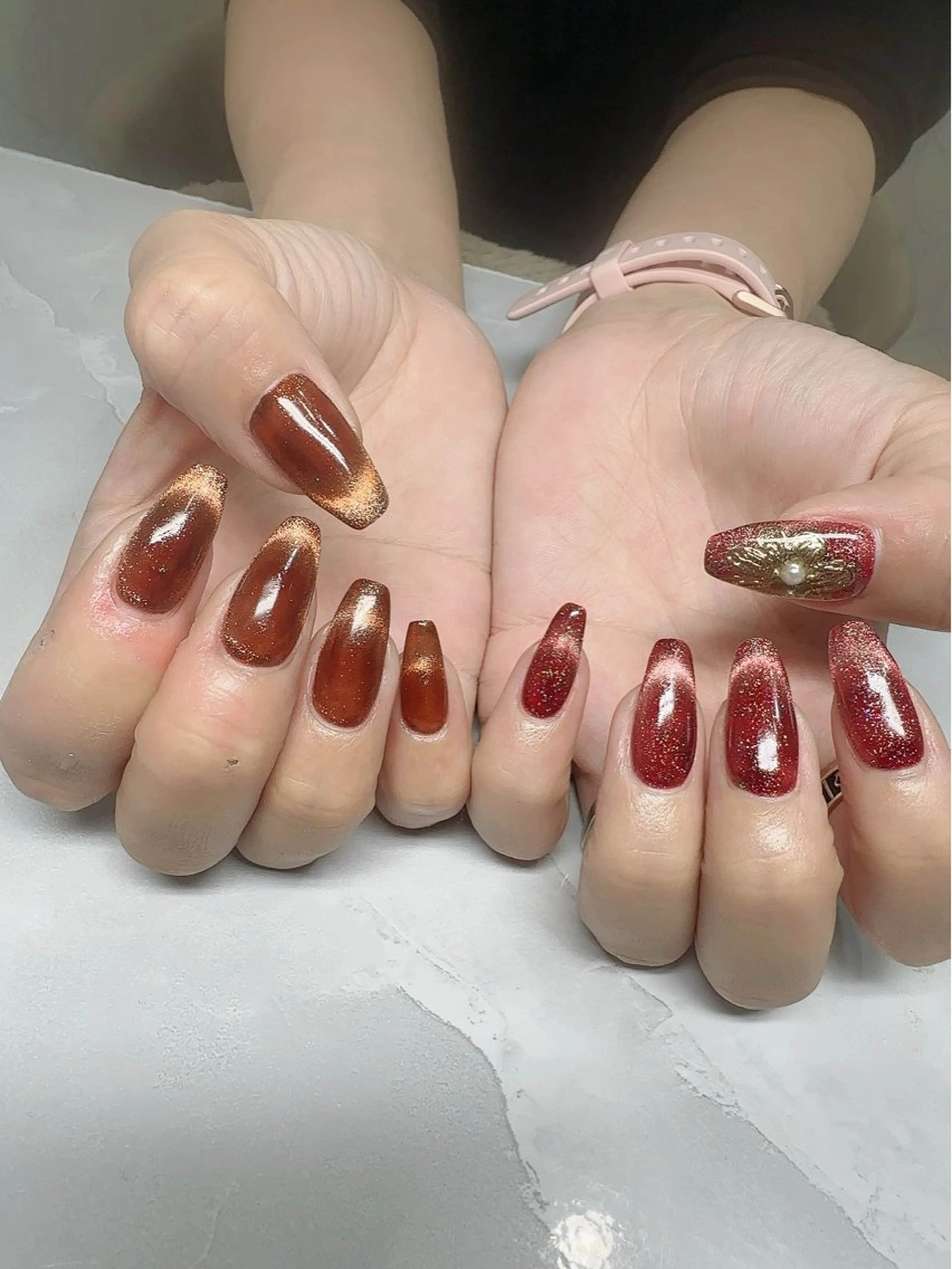 ネイル フラワーネイル ミラーネイル ワンカラーネイル nyasu nailのネイルデザイン