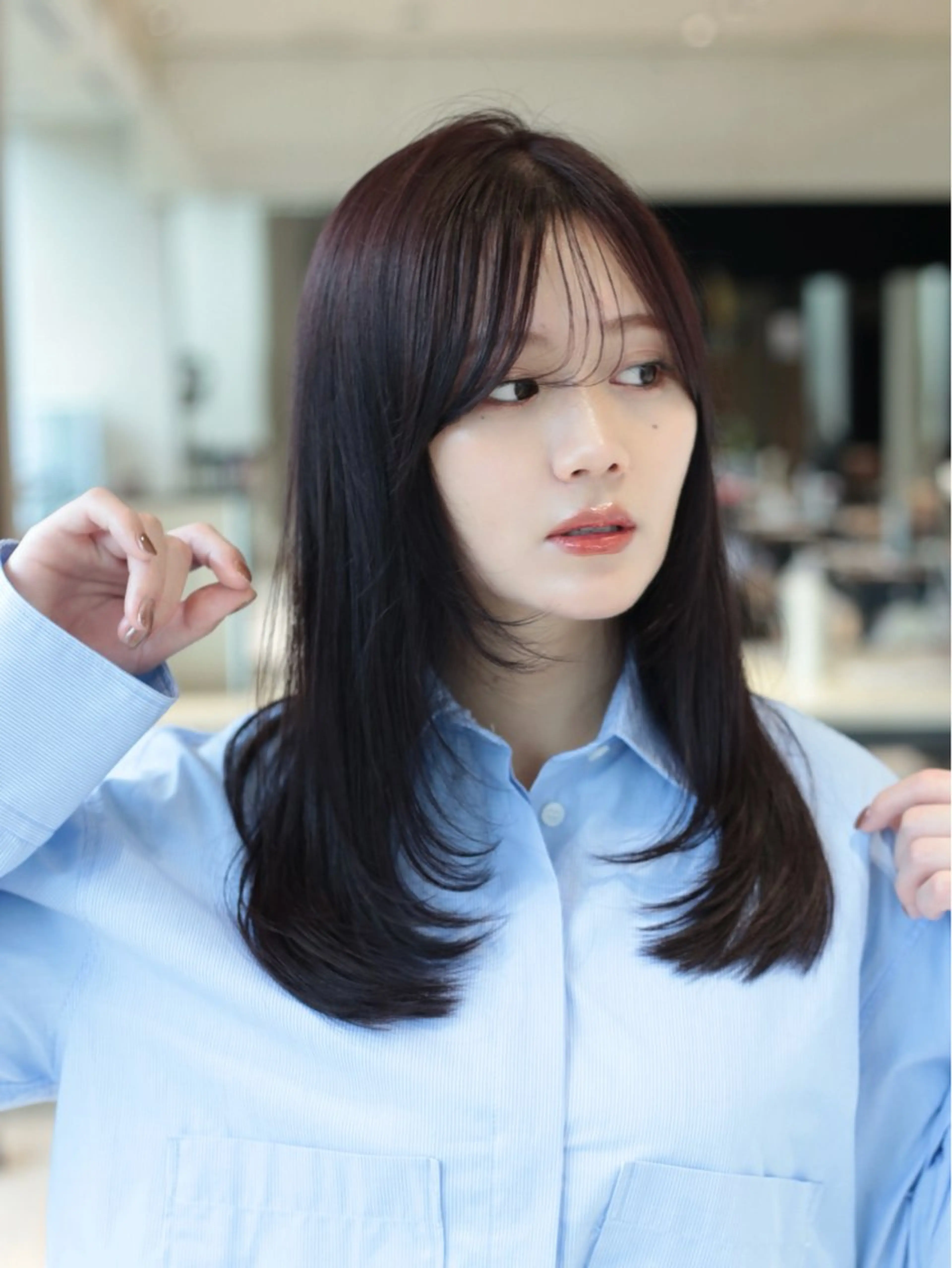 セミロング カラー レイヤーカット 似合わせカット レイヤー/顔周り /透明感🩶高橋大のヘアスタイル