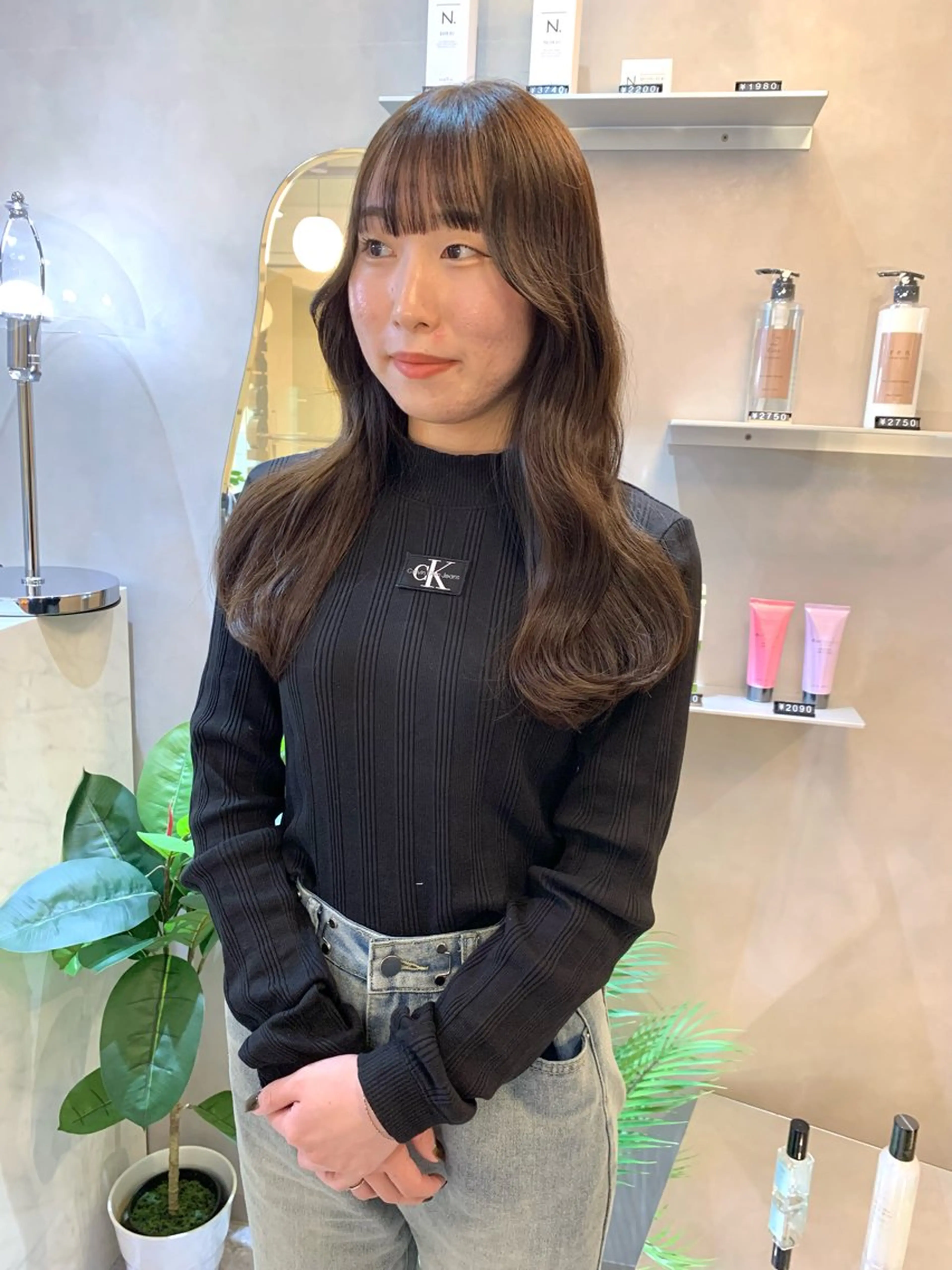 ロング カラー 透明感カラー グレージュ 韓国ヘア🇰🇷 松田光里のヘアスタイル