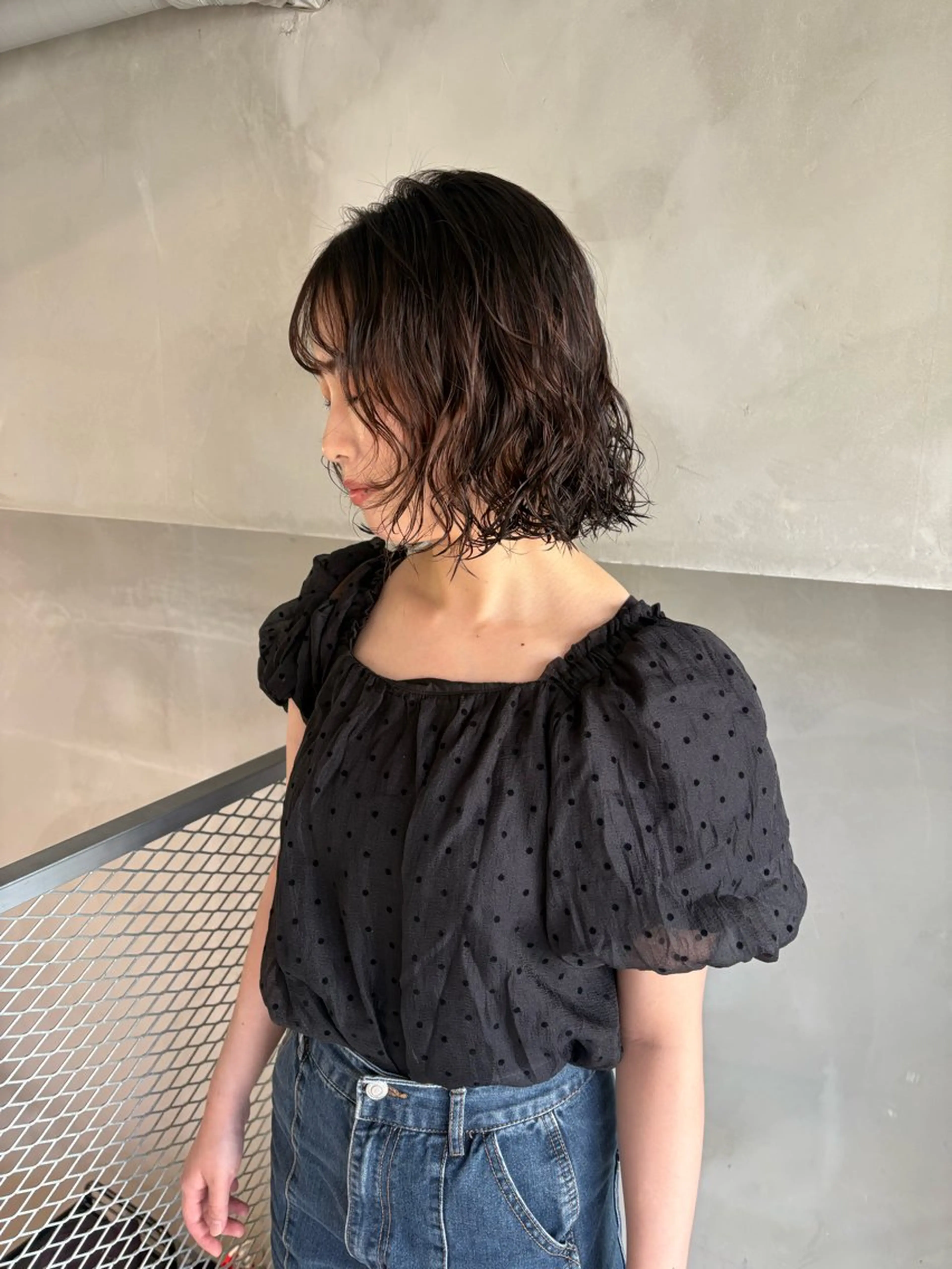 ミディアム パーマ ミディアムパーマ ボブ カット パーマ 透明感カラー🫧 nanohaのヘアスタイル