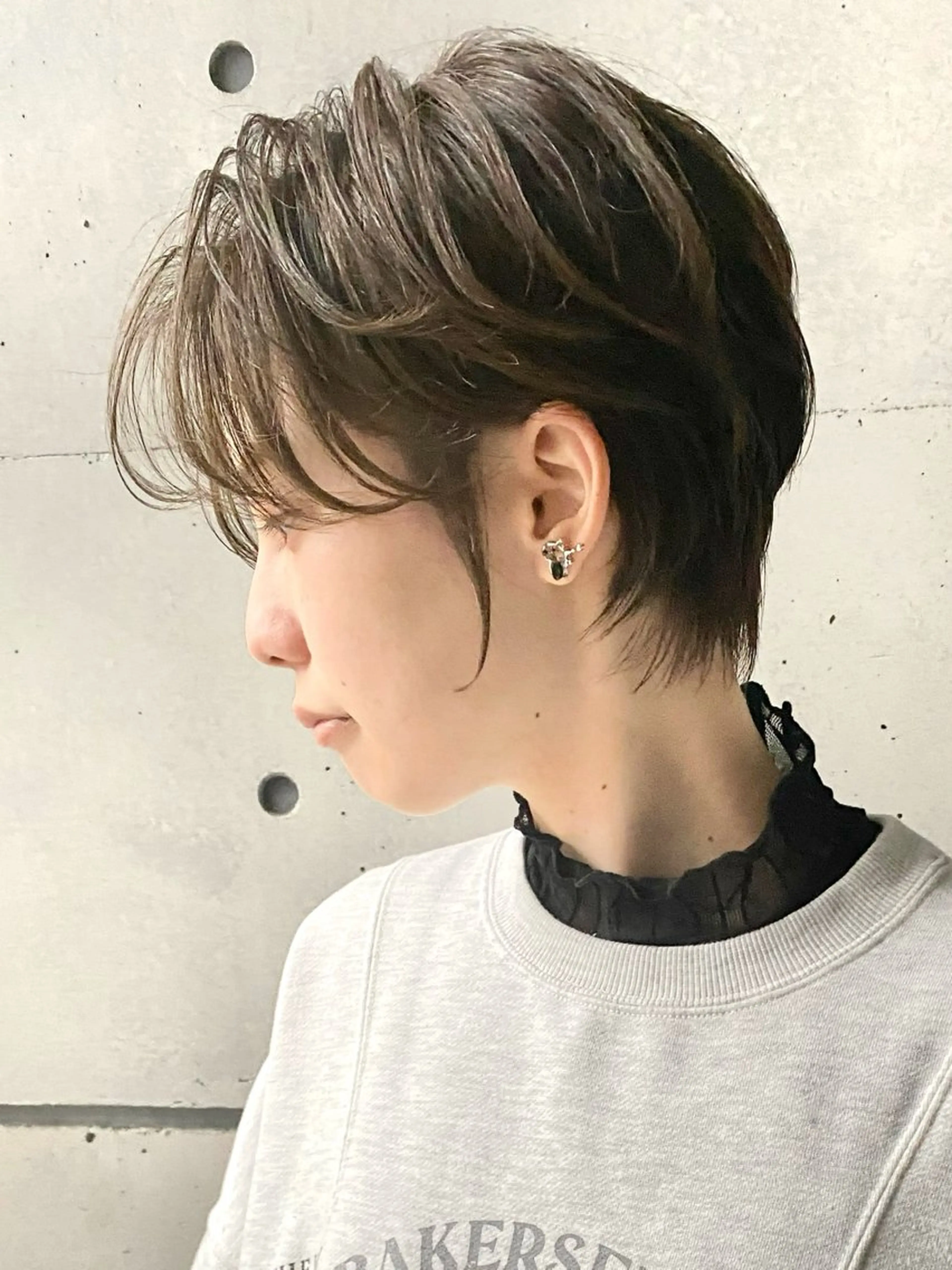 ショート カラー ショートボブ ハンサムショート 丸みショート ハイライトカラー ボブ ショート/ハイライト /白髪ぼかし🌿松本のヘアスタイル