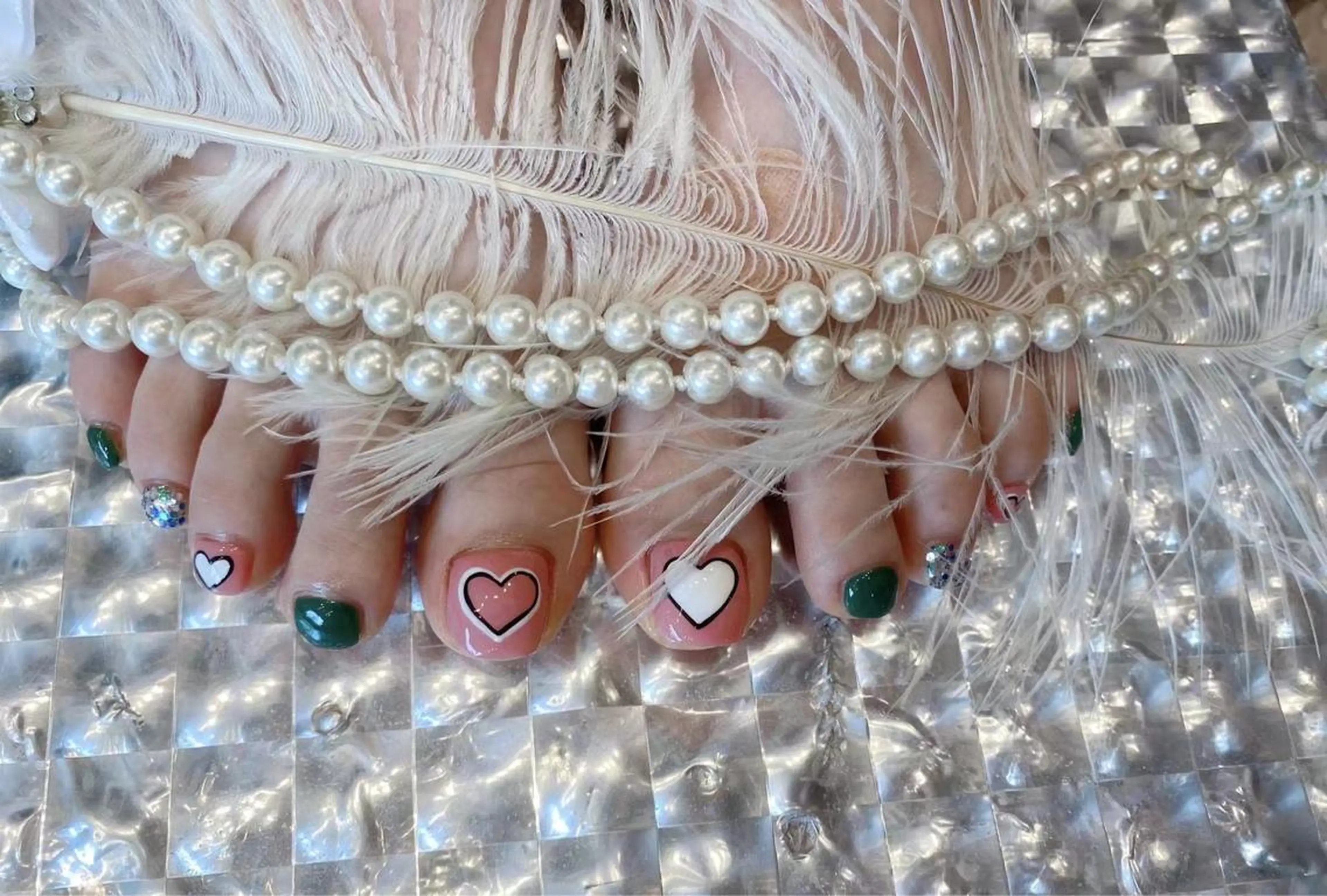 ネイル ガーリー ハート ピンク Babarla Nailのネイルデザイン