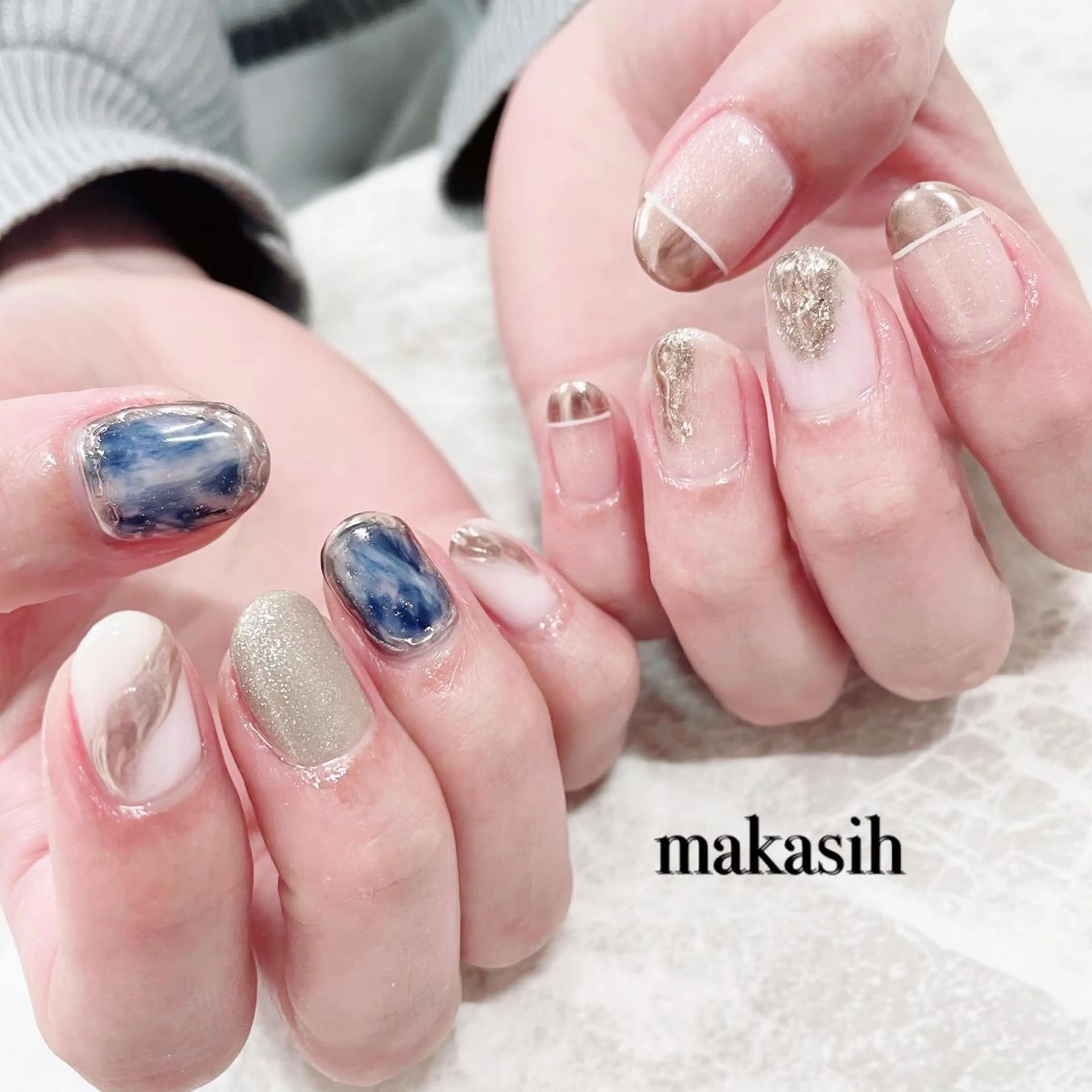 ネイル ミラーネイル 山崎 美菜子のネイルデザイン