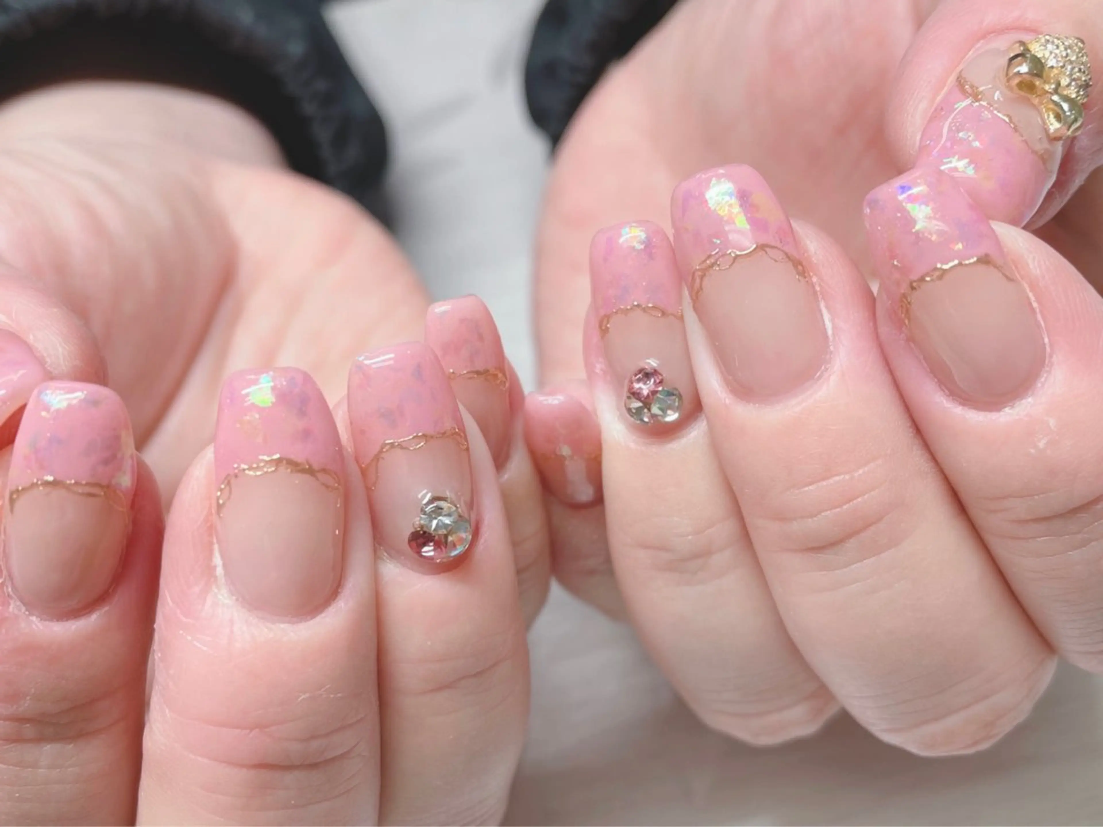 ネイル フレンチネイル ジェルネイル 韓国ネイル パラジェル ピンク 芦辺 香奈のネイルデザイン