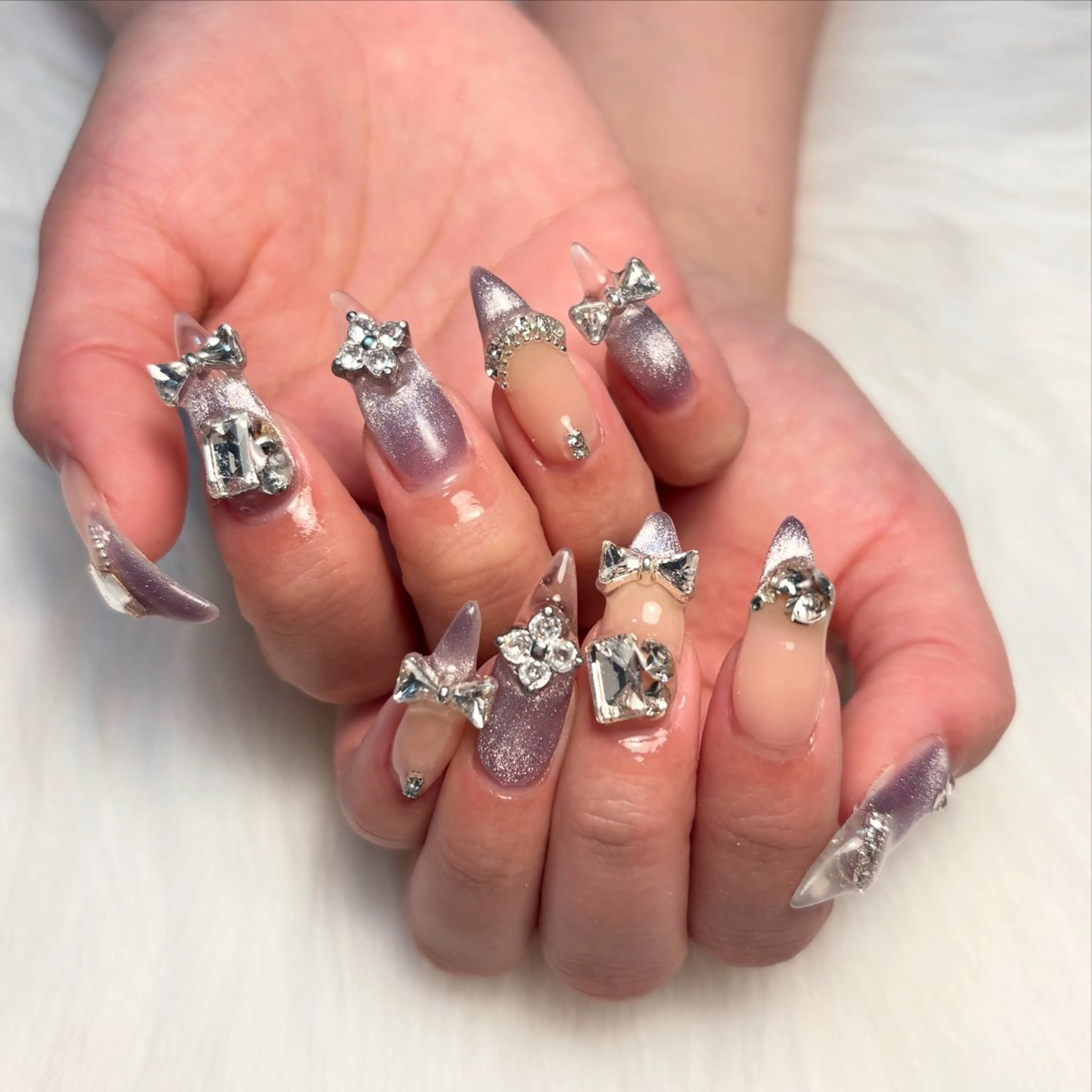 ネイル クリアネイル フレンチネイル ロングネイル マグネットネイル マグネットフレンチ ハンドネイル Darling nail salonのネイルデザイン