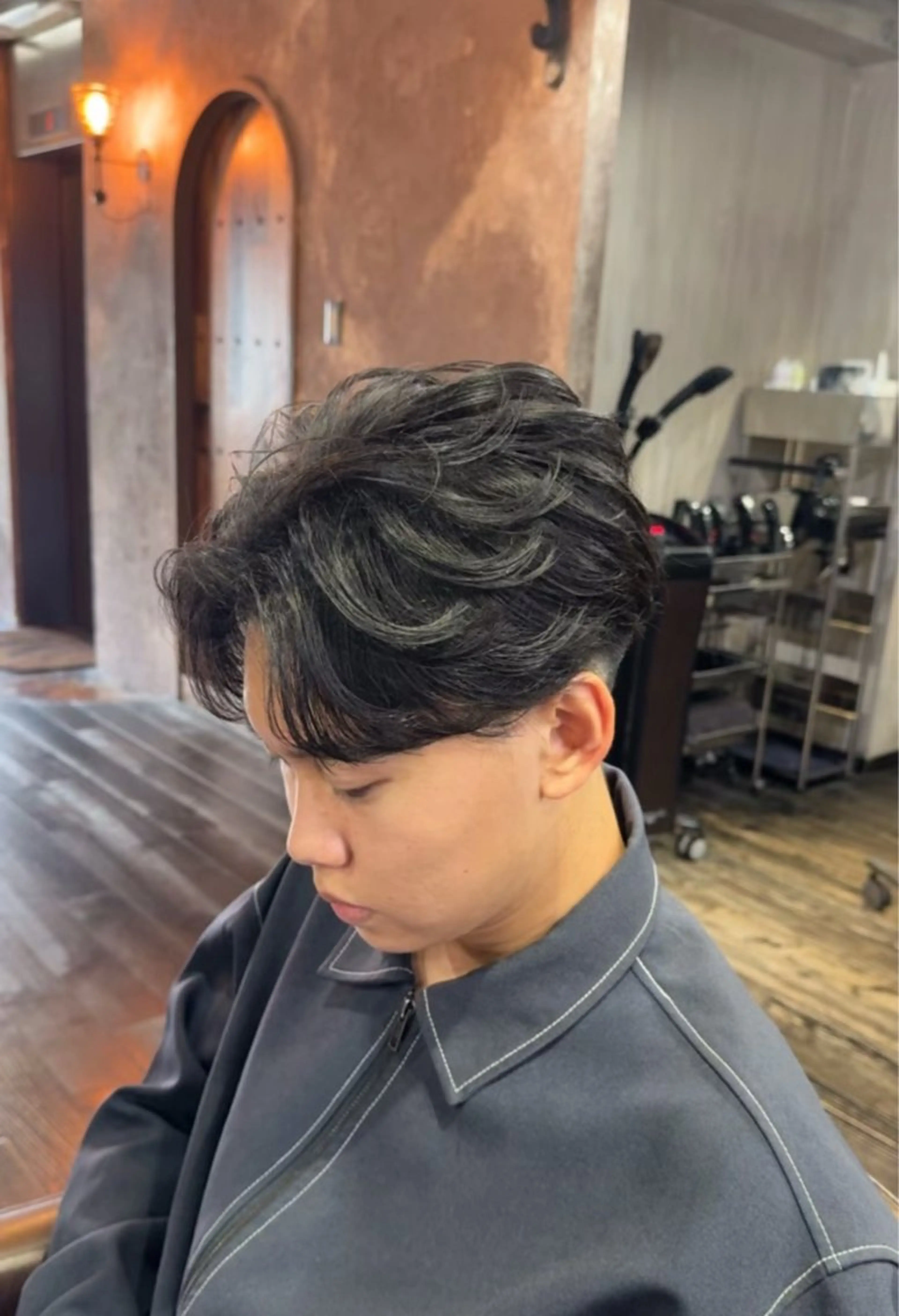 ショート パーマ メンズ センターパート フェザーパーマ メンズパーマ カット パーマ トリートメント メンズカット/パーマ 艶カラーTAIGA︎のヘアスタイル