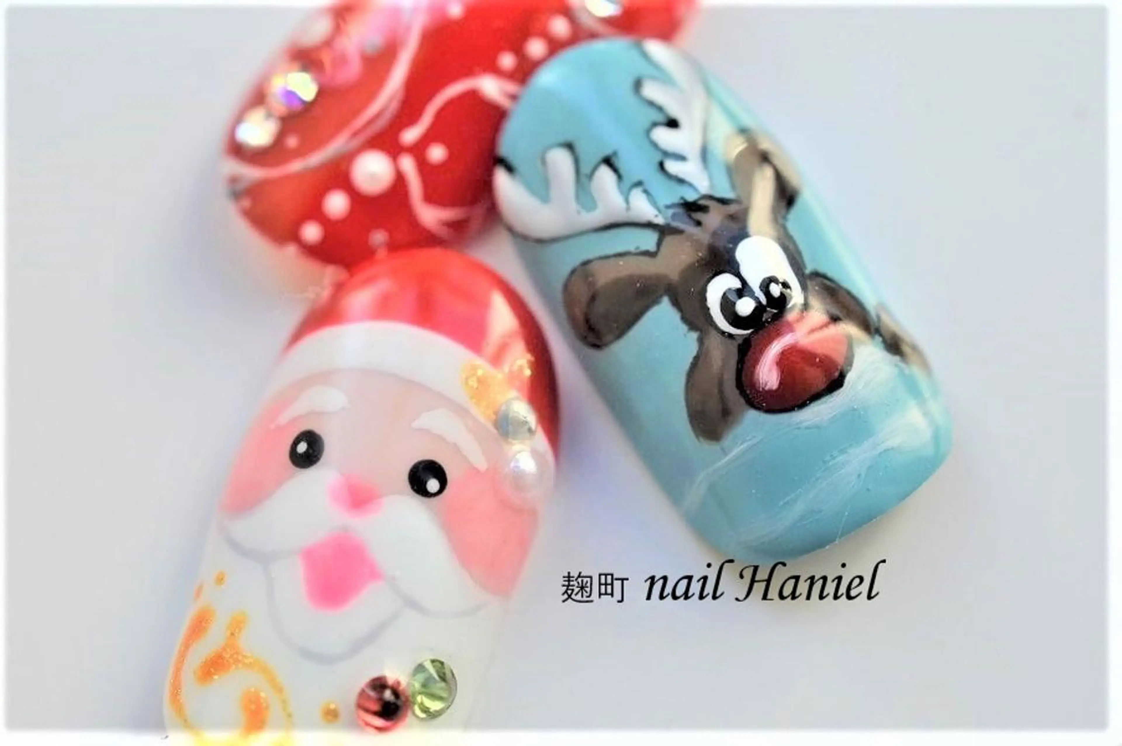 ネイル アートネイル ジェルネイル パラジェル 冬ネイル クリスマス nail Haniel所属・半蔵門サロンハニエル 魅神 ちよのネイルデザイン