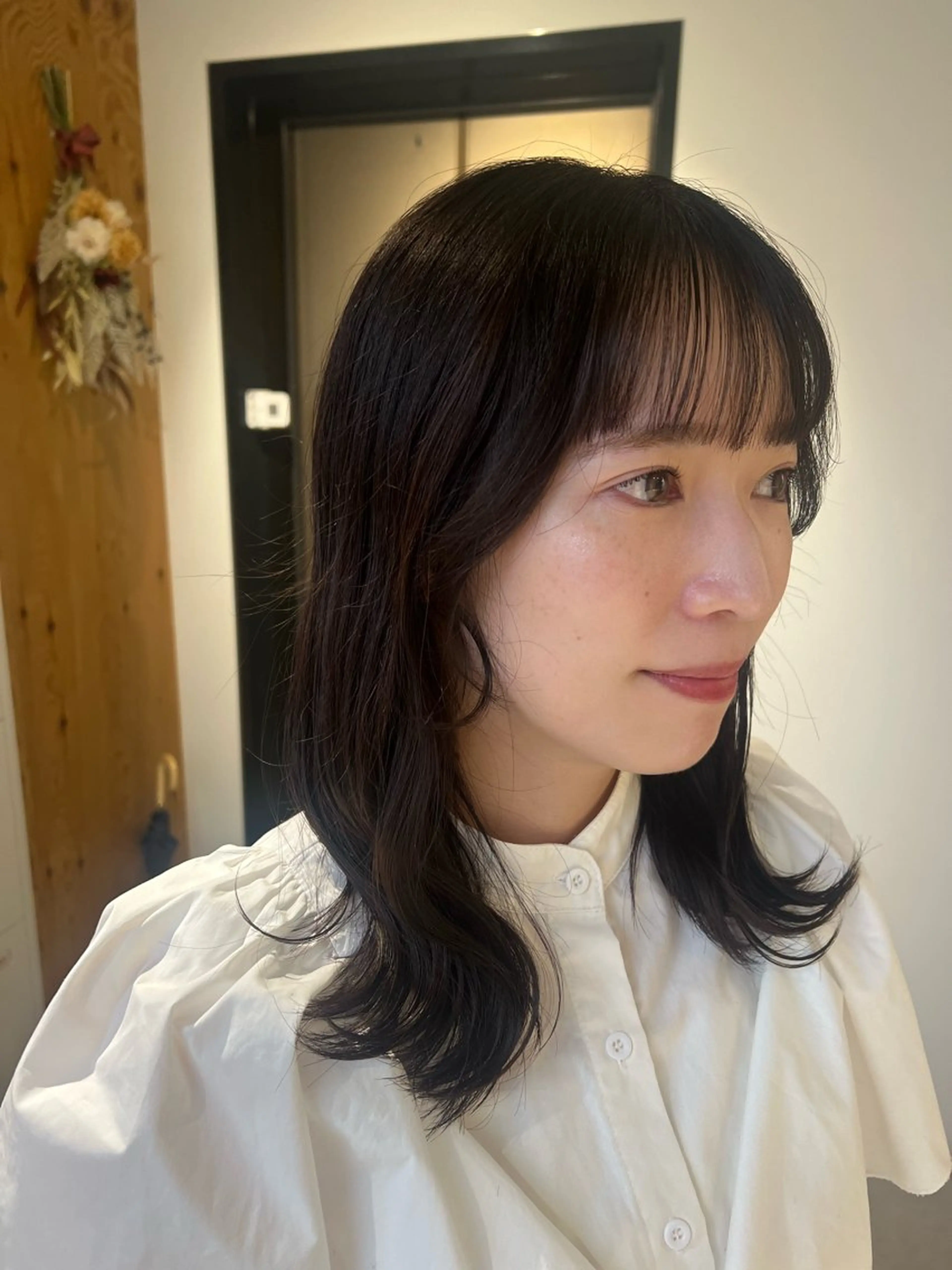 ミディアム カラー ブラウンカラー 透明感カラー 顔周りカット 小顔カット 梅田/顔周りカット /ボブ/RINKAのヘアスタイル