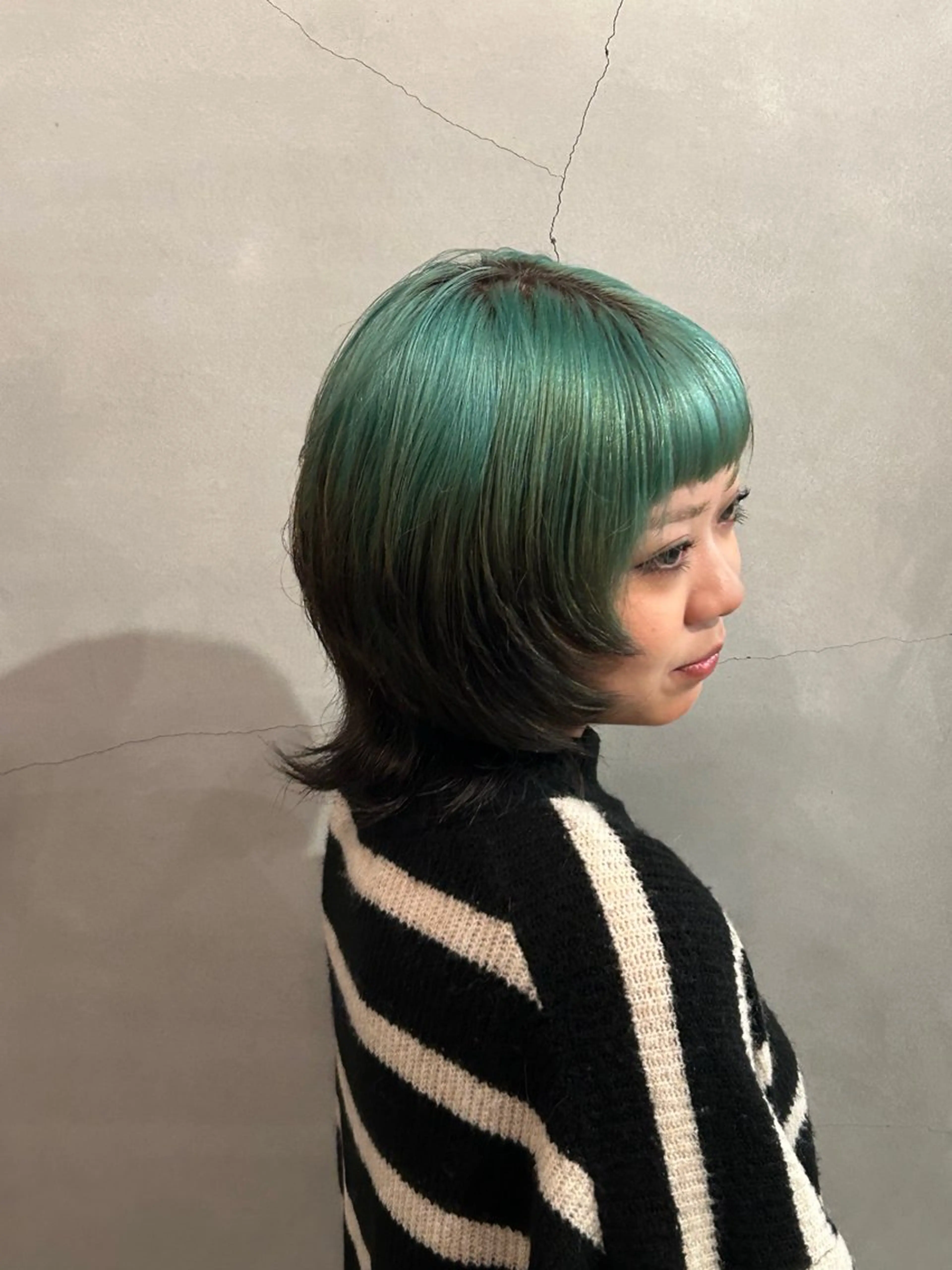 ミディアム カラー 黒髪 ミント ヘアカラー hale所属・hale airiのヘアスタイル