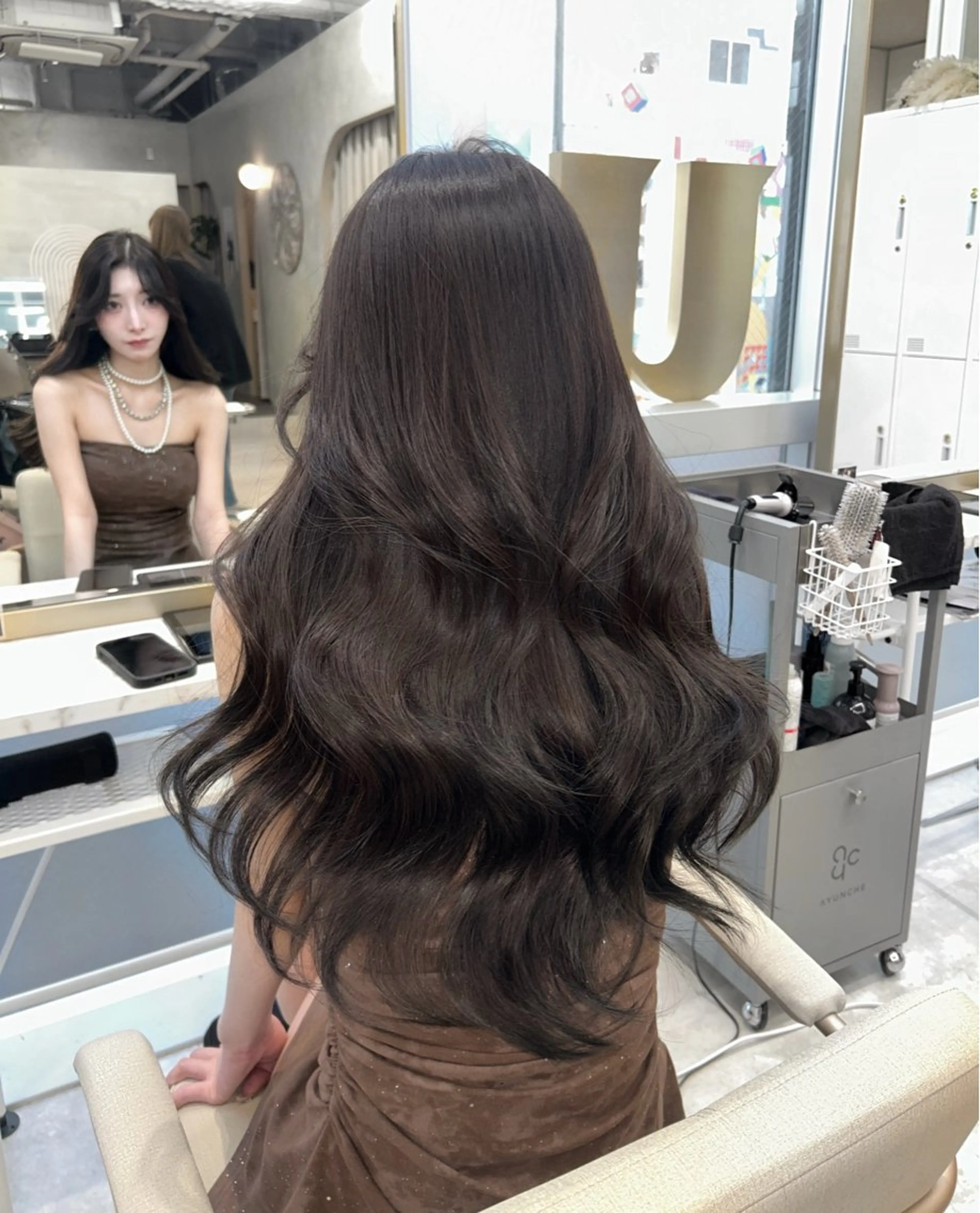 ロング カラー グレージュ 韓国風ヘア ロング ワンホンヘア 💖原宿/韓国ヘア 顔周りカット/Rioのヘアスタイル