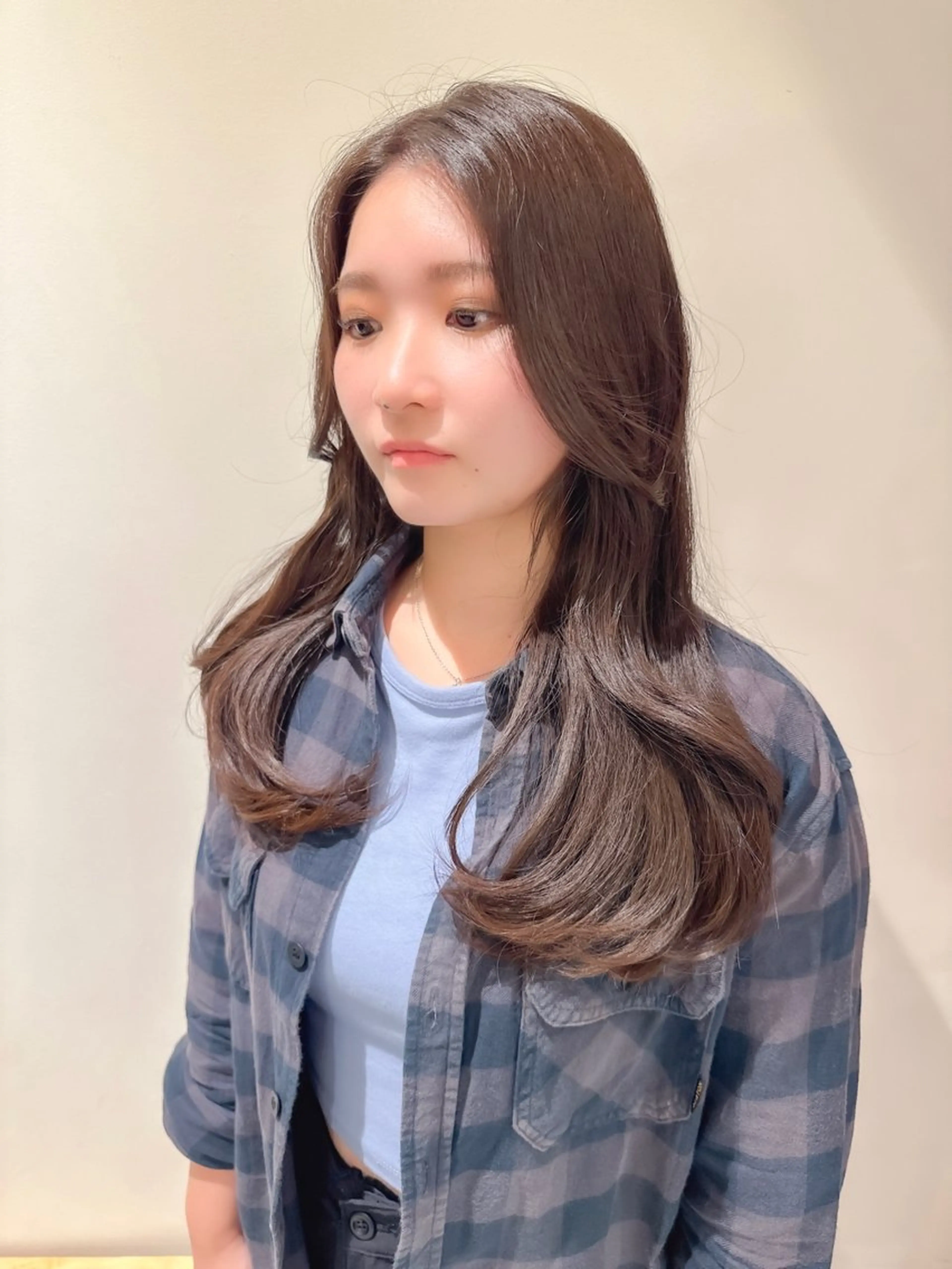 ロング カット ヘアカラー ボブ韓国風レイヤー 錦糸町/畠中ケントのヘアスタイル