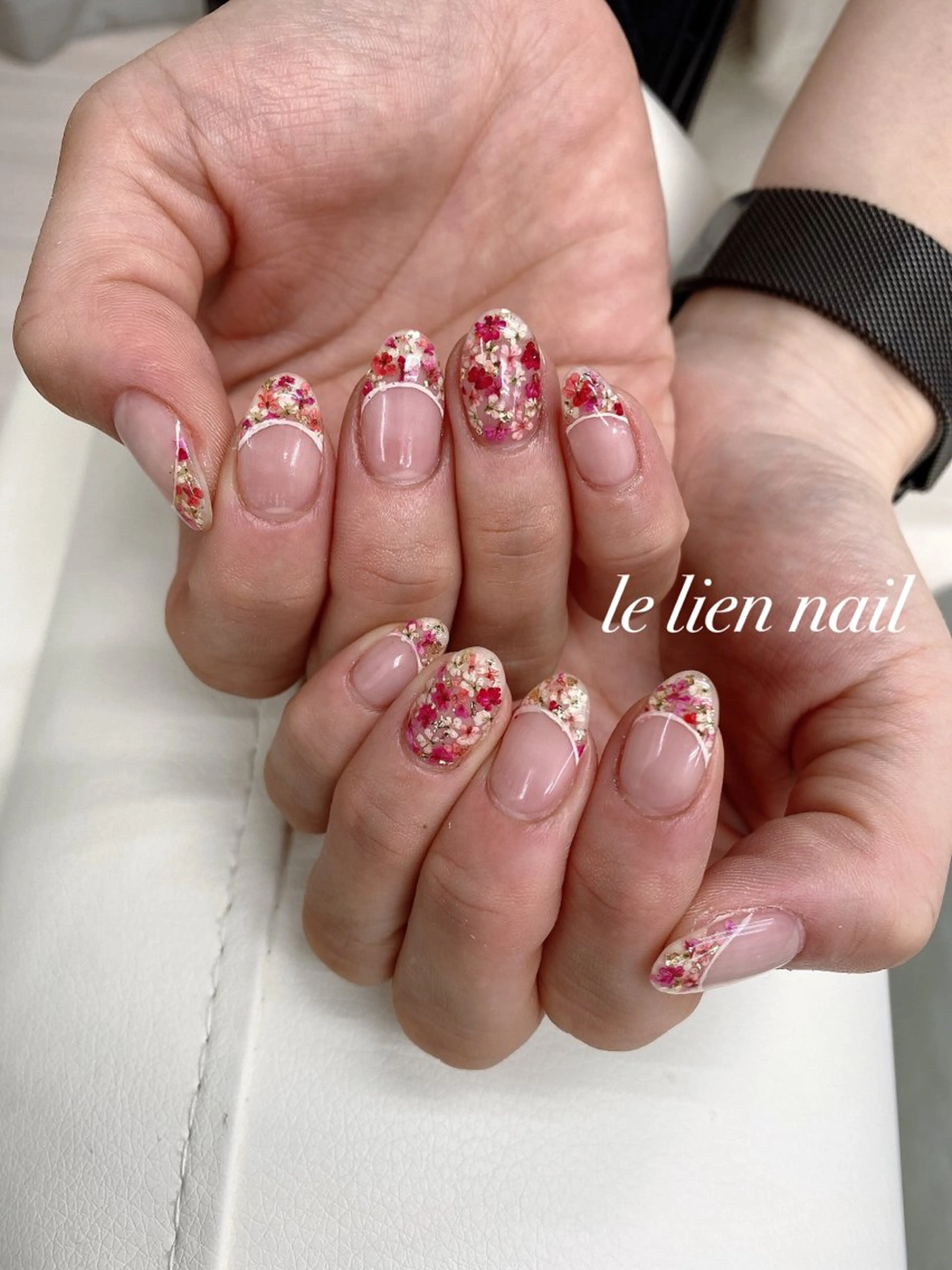 ネイル フレンチネイル 春ネイル ハンドネイル le lien nailのネイルデザイン