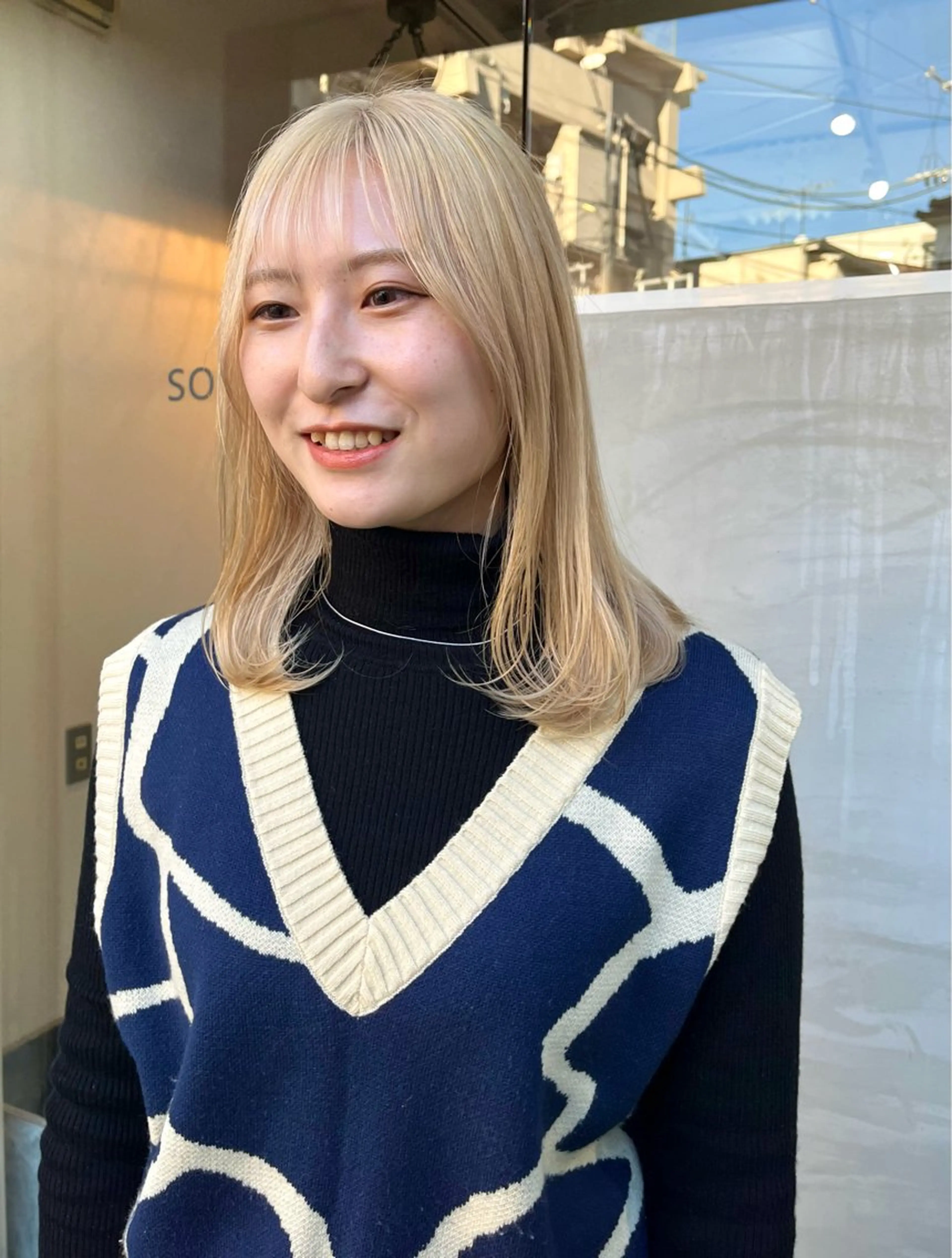 セミロング カラー ベージュカラー ブリーチ ブロンド ケアブリーチ ダブルカラー カット ヘアカラー トリートメント 金井京介/パーマ /レイヤー/ボブのヘアスタイル