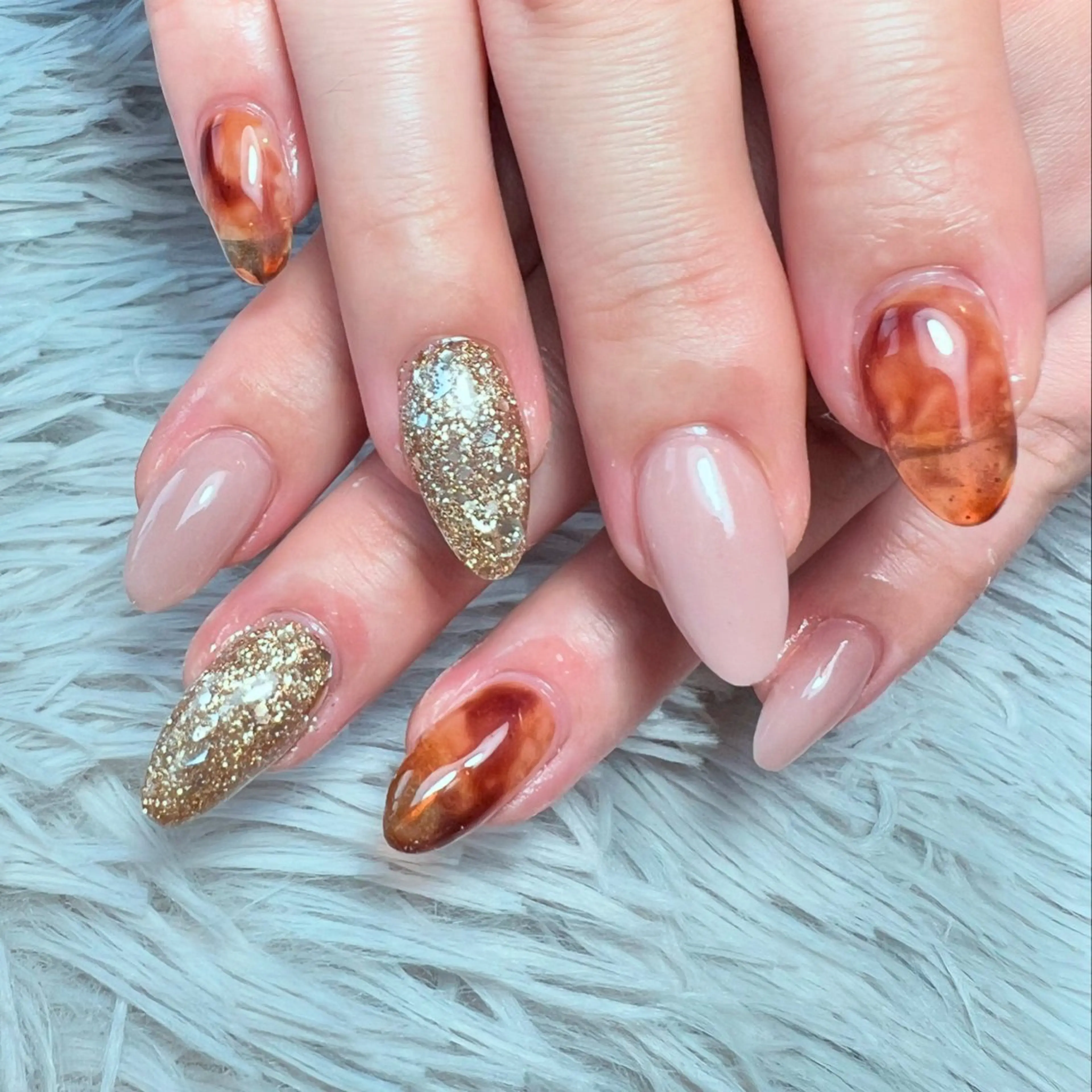 ネイル べっ甲ネイル スカルプネイル ハンドネイル シェヌネイル JURAのネイルデザイン