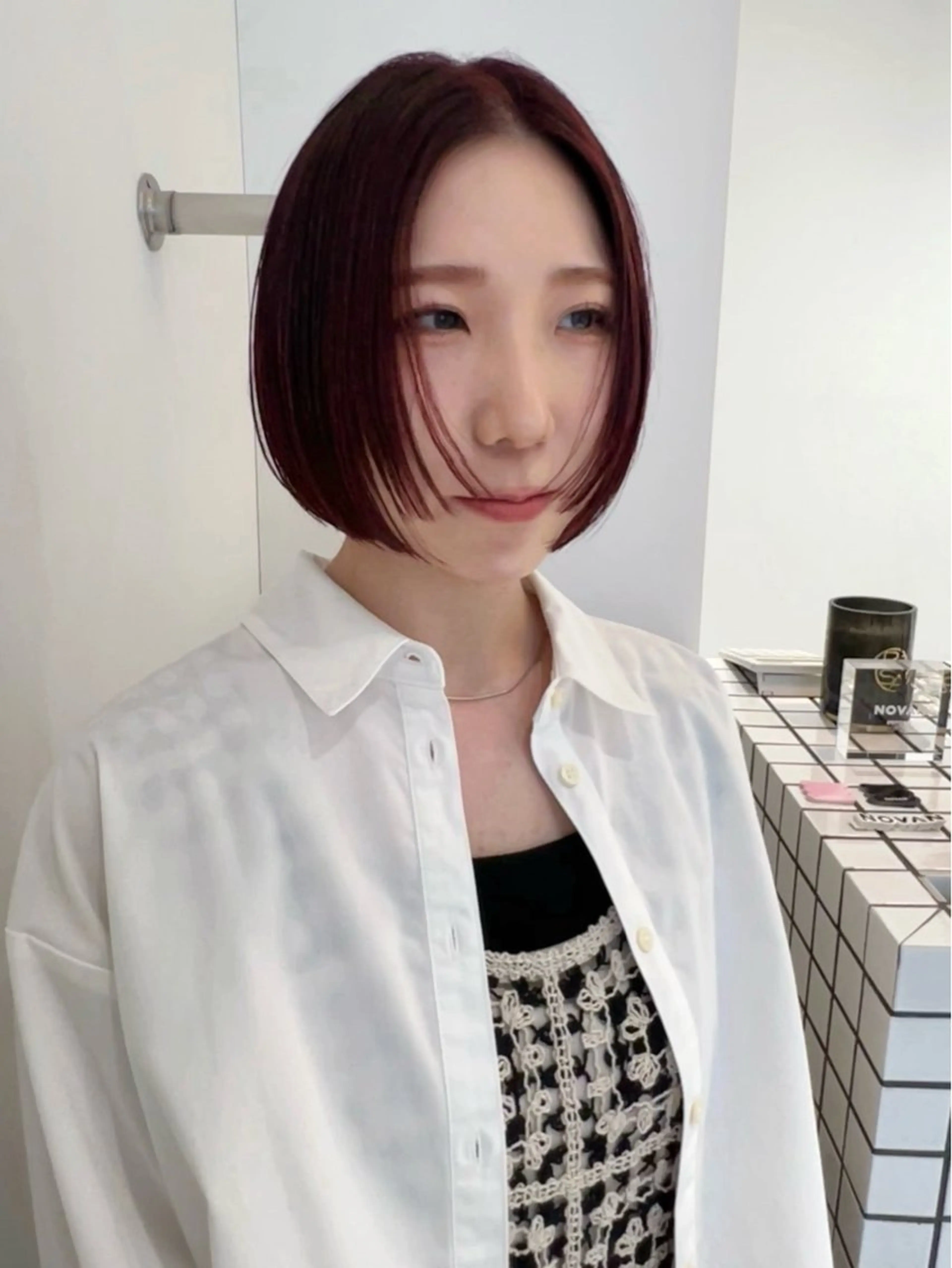 ショート カラー カット ヘアカラー 🌱ぱつっと/ボブ 🌱のヘアスタイル
