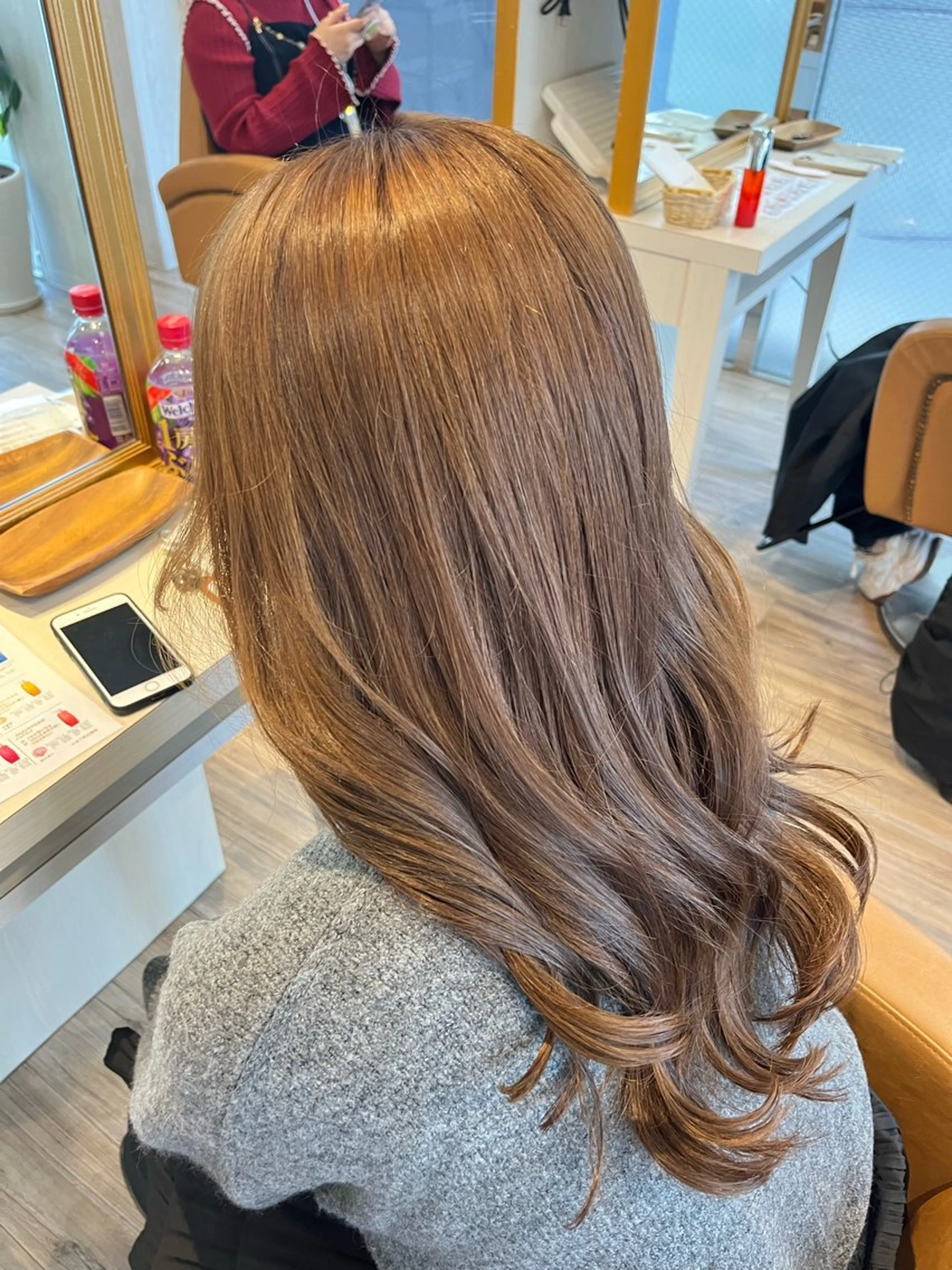 セミロング カラー ベージュカラー ブリーチ ブリーチなしカラー トリートメント ヘアカラー ブリーチなしWカラー 透明感/Rickyのヘアスタイル