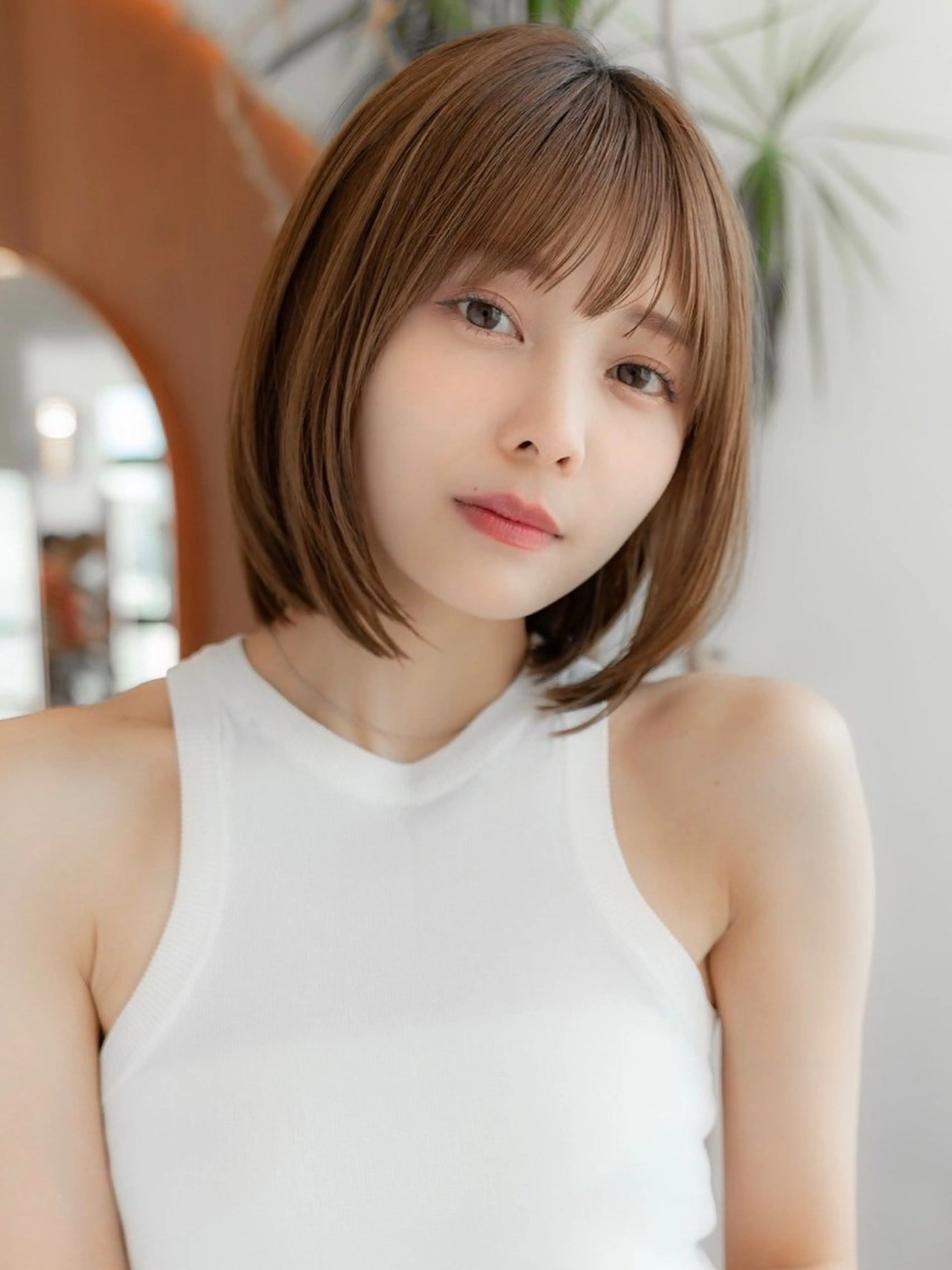 ミディアム カット ヘアカラー トリートメント フルノコウキ/新宿/ レイヤーボブ/韓国風のヘアスタイル