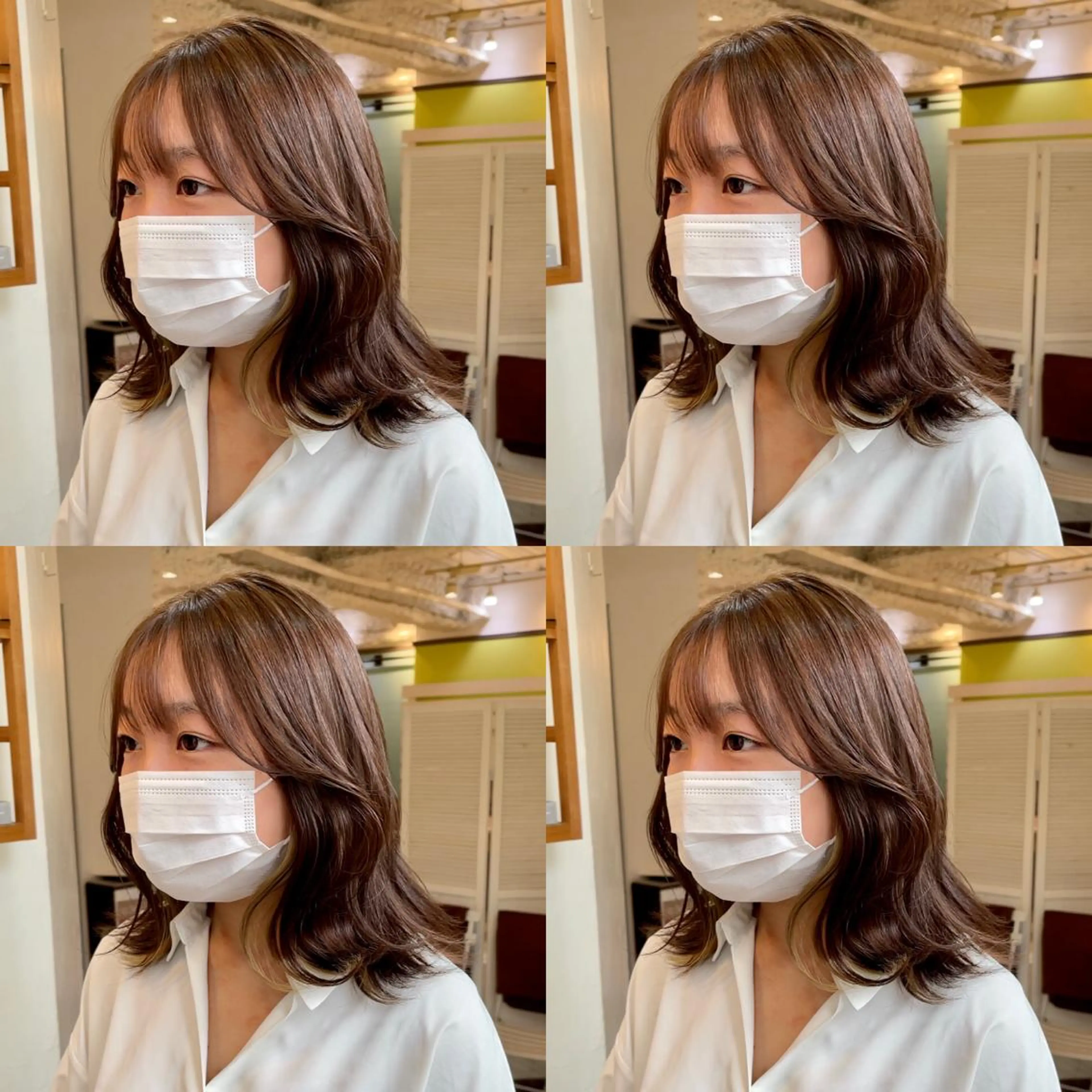 ミディアム カラー ブラウンカラー くびれヘア 大人可愛い透明感🌟 小顔・韓国髪🌟野中のヘアスタイル